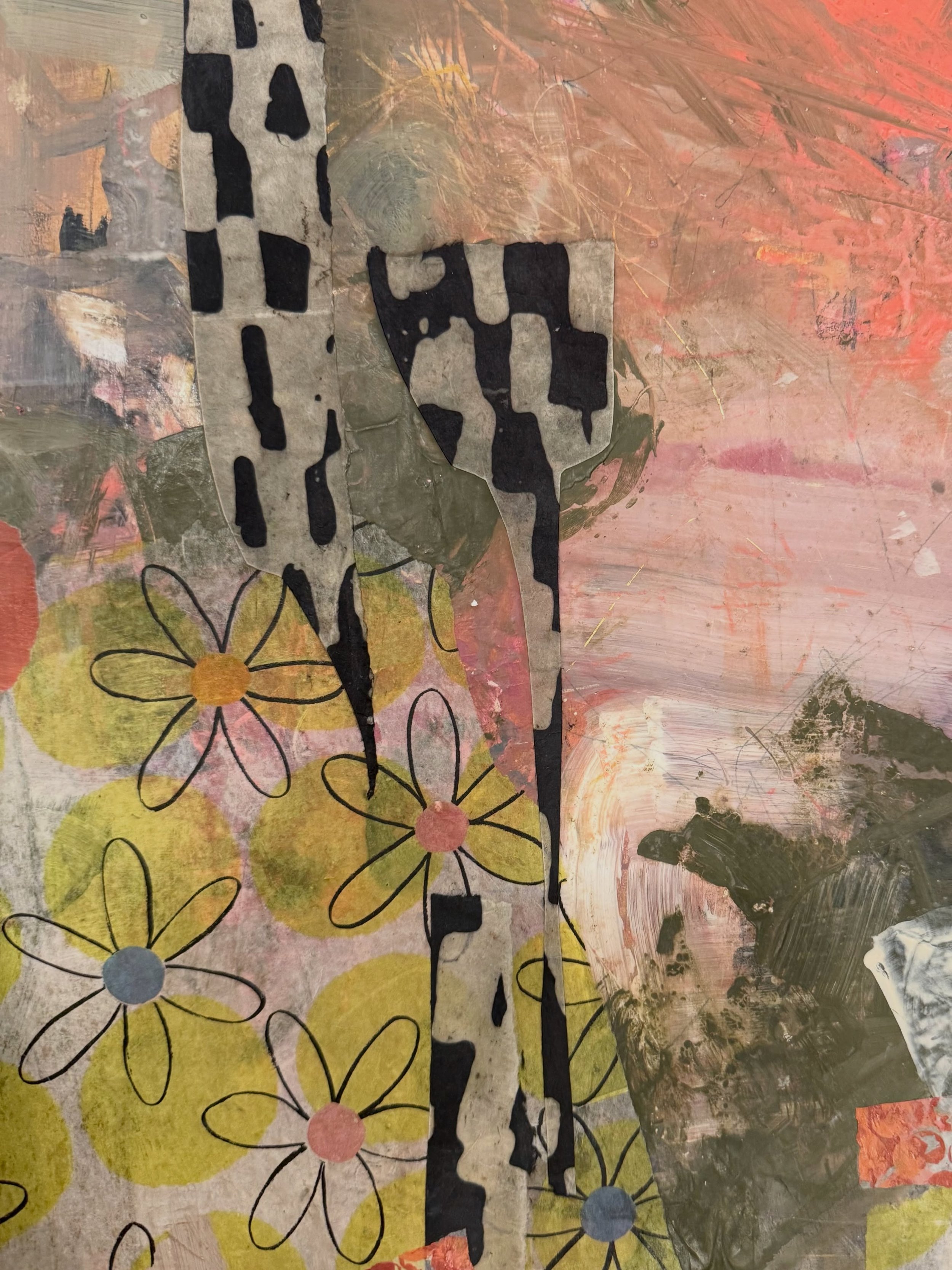 A new painting is coming soon. This one&rsquo;s for my people who love my &ldquo;free and funky&rdquo; artwork. This is a close-up detail shot. More photos can be provided. I have a few frame options for this 16&rdquo;x20&rdquo; flat panel. DM for mo