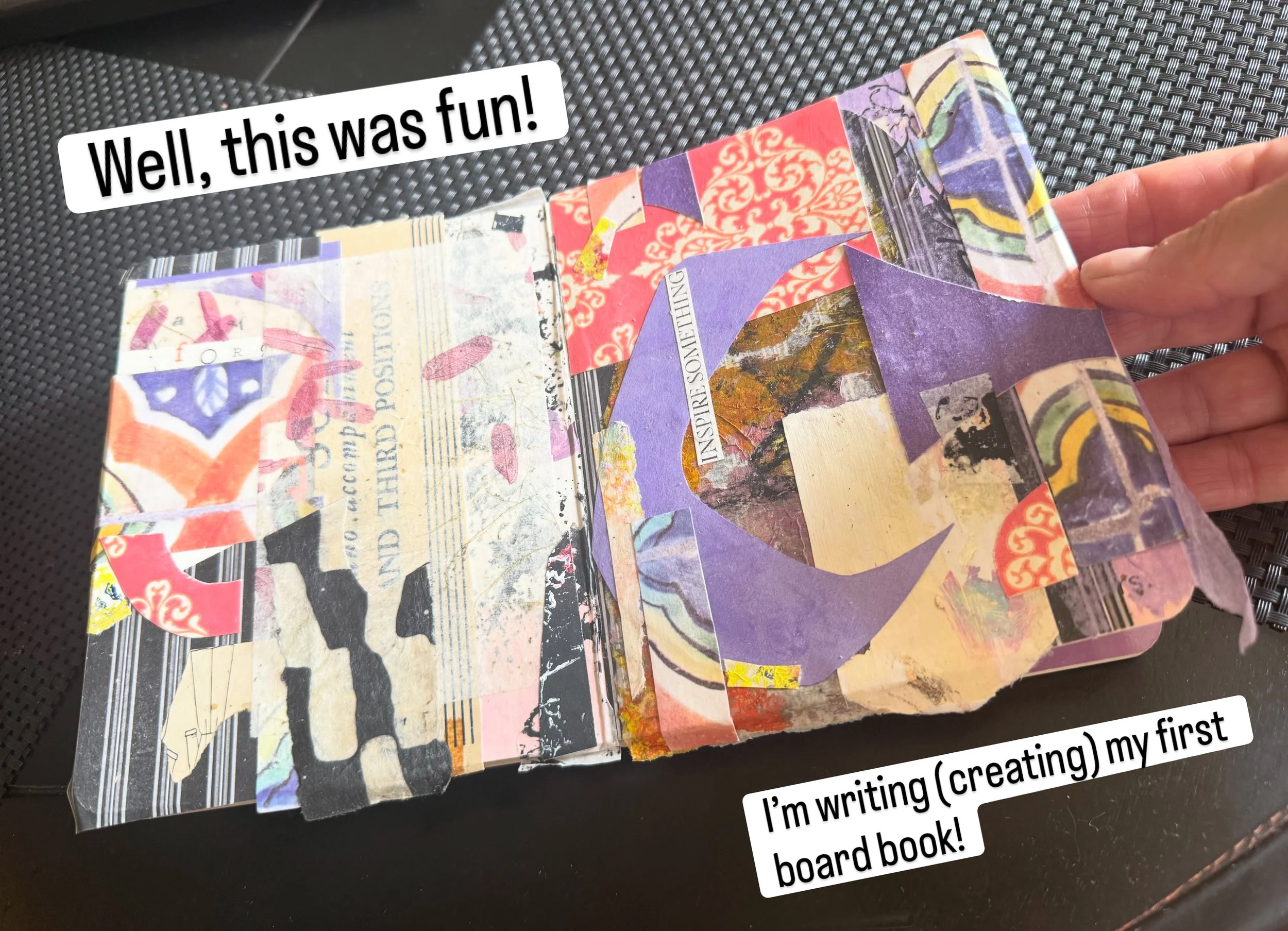 I&rsquo;ve been thinking about ways to stay in a creative space with a minimal investment of time. I recently came across this idea on IG. 

I&rsquo;m creating my first board book. 😊 Over the past couple of days I&rsquo;ve found that I can easily cr