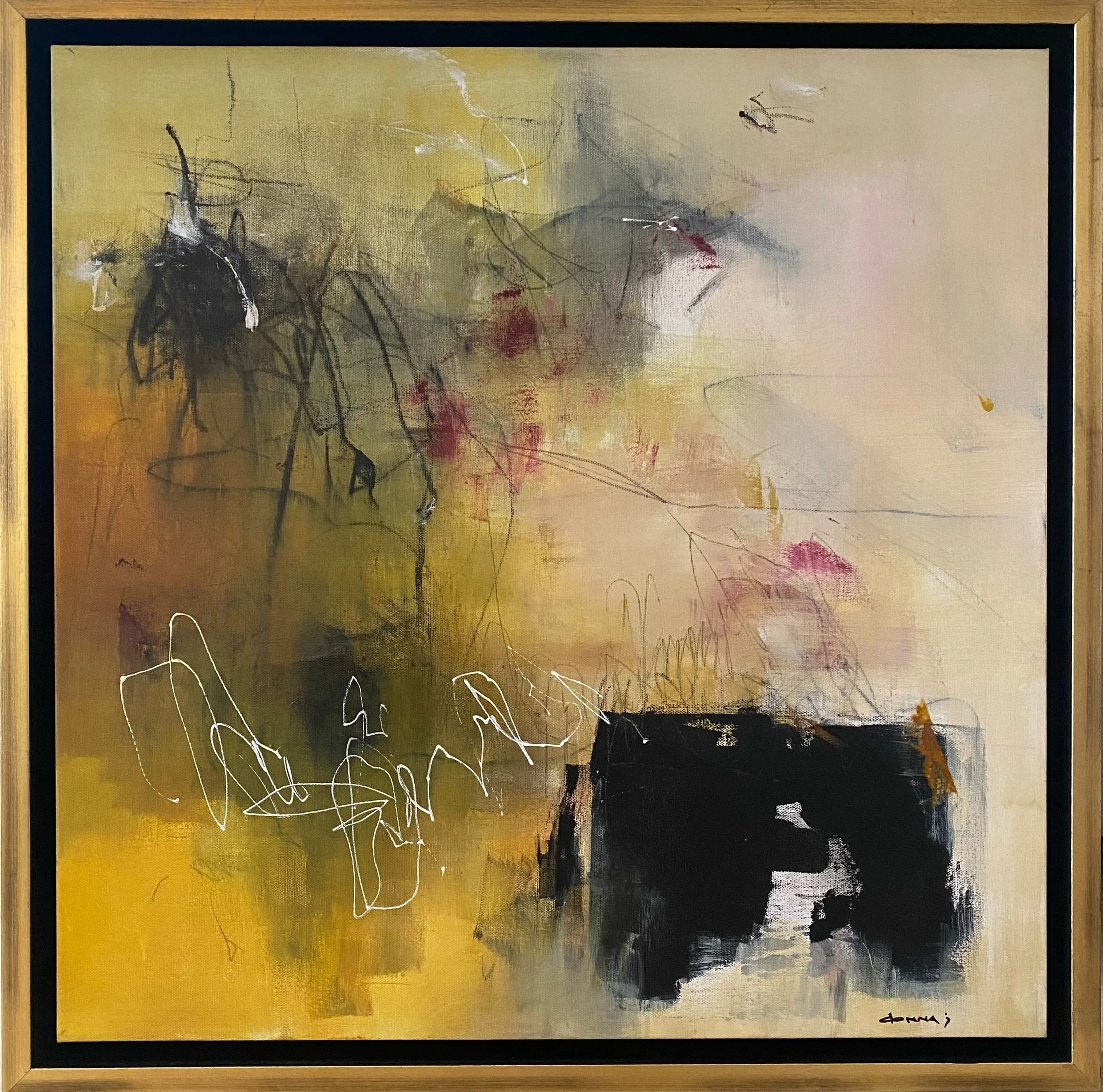 MEANDERING AROUND THE BUTTERCUP FIELDS is in her new home. She traveled with me to a couple of shows and recently made her way to The Little Green Store in Huntsville where she met her new owner.

This painting was created from the feeling of the ant