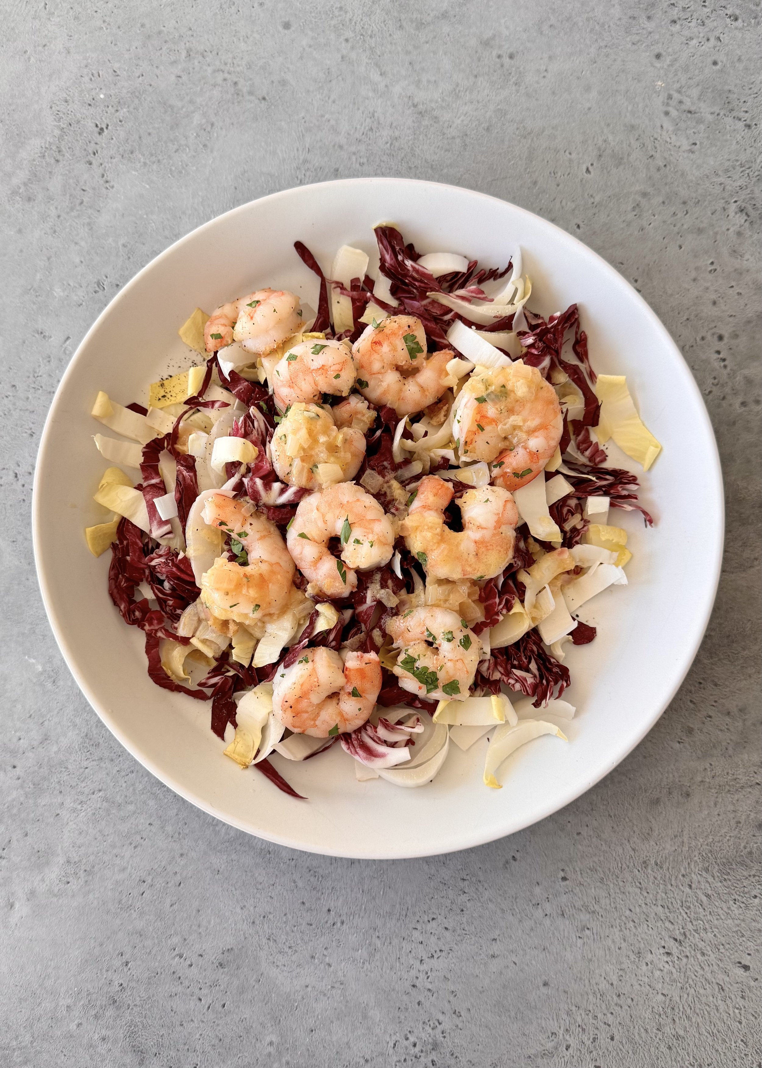 Warm Shrimp Salad with Shallot Dressing