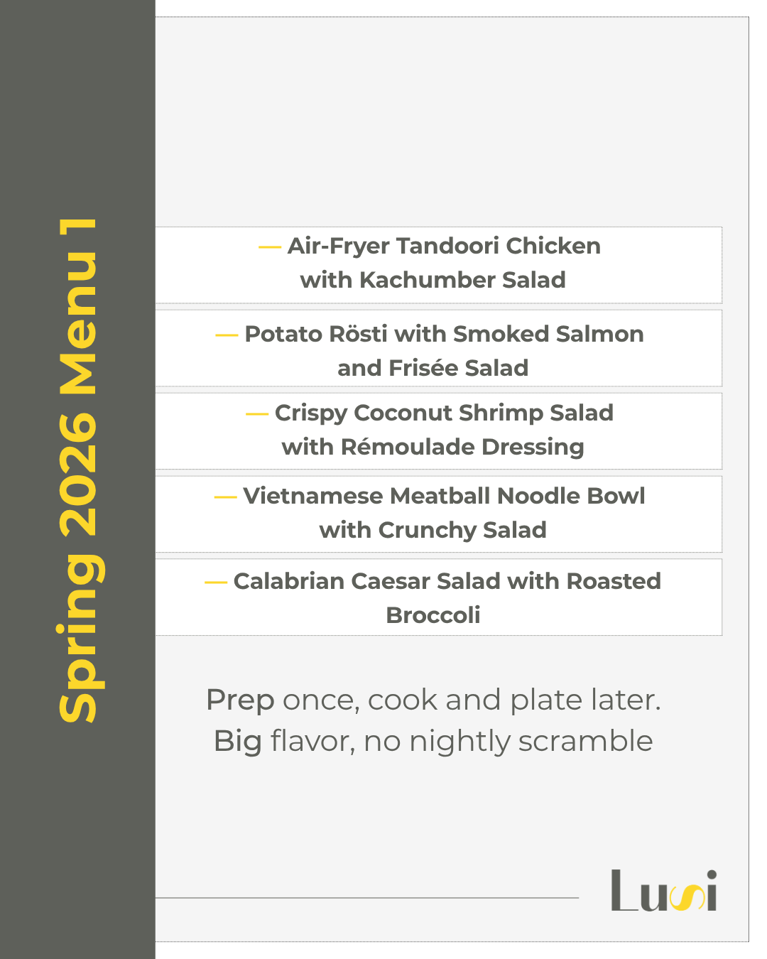 SPRING 2026 MENU ONE