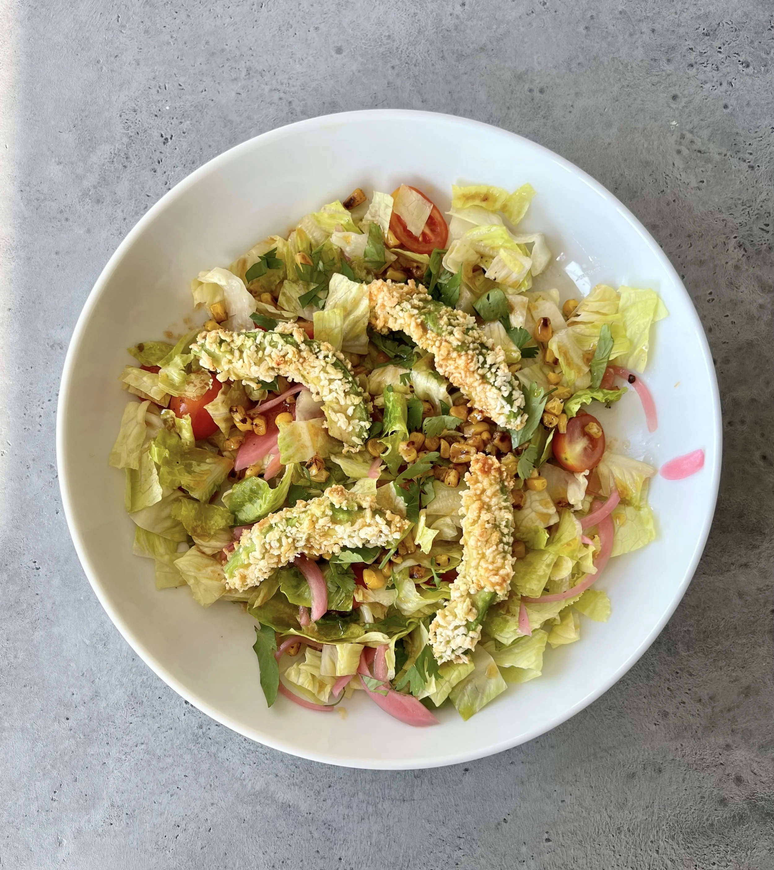 Air-Fried Avocado Salad with Chipotle-Lime Vinaigrette