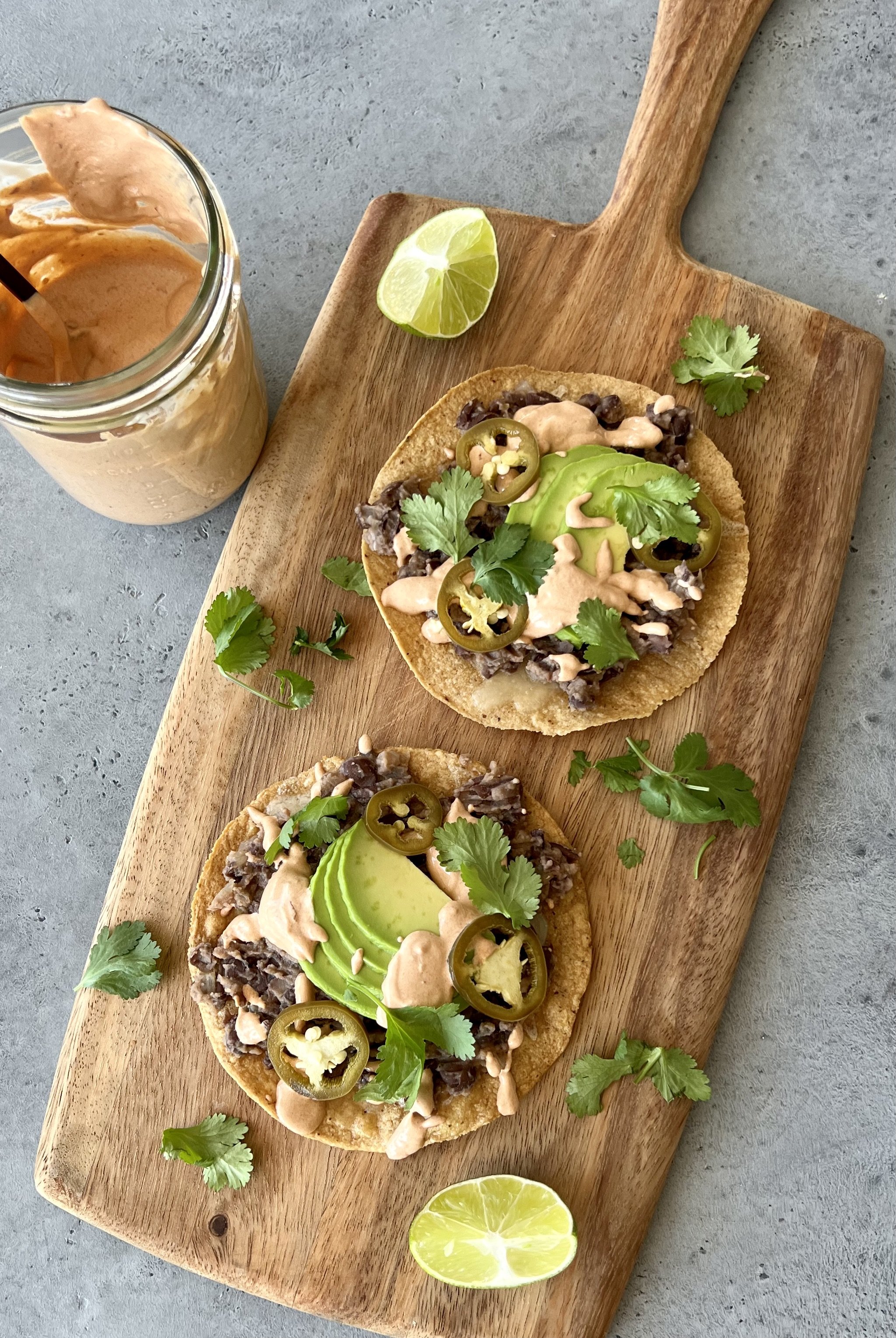 Black Bean Tostadas with Chipotle Crema