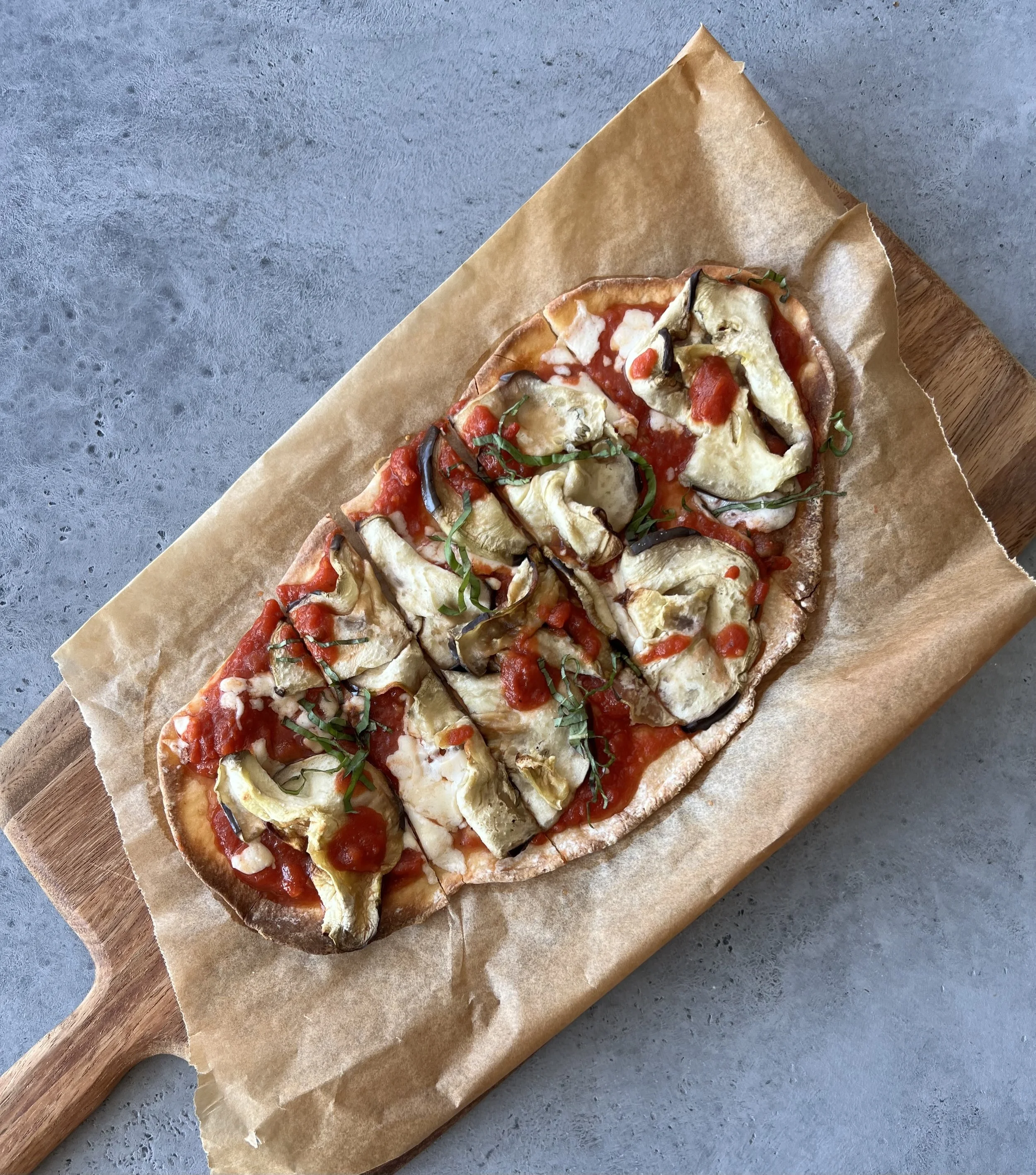 Roasted Eggplant Flatbread with Smoked Mozzarella