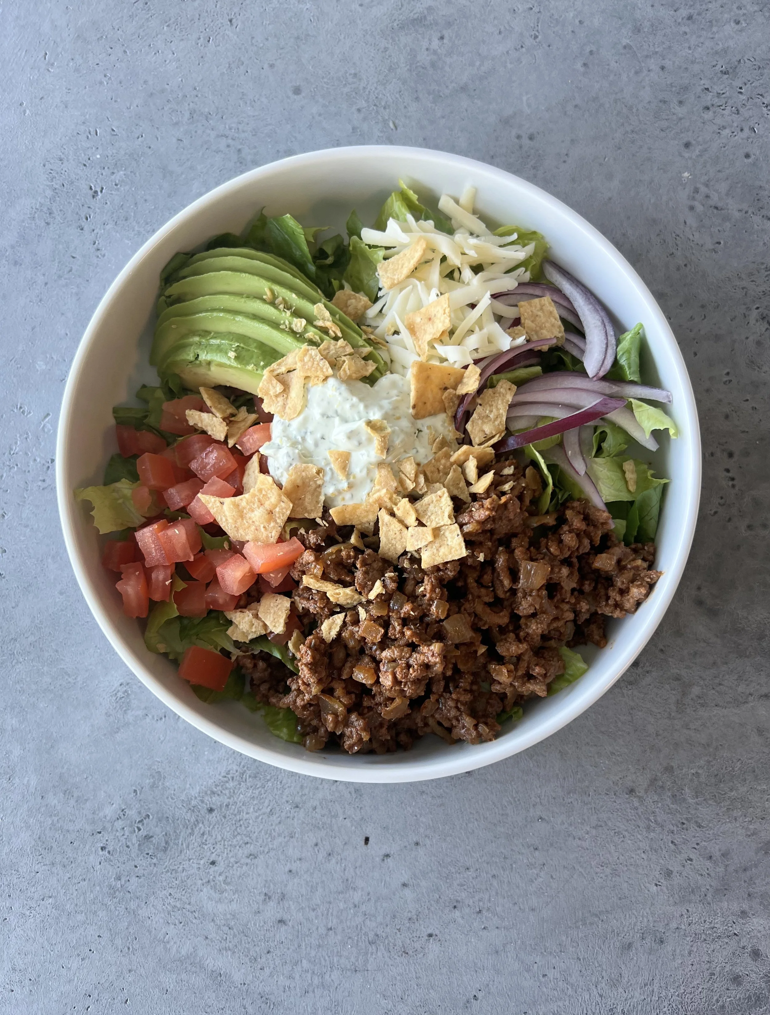 Spiced Beef Taco Bowls with Cilantro-Lime Crema