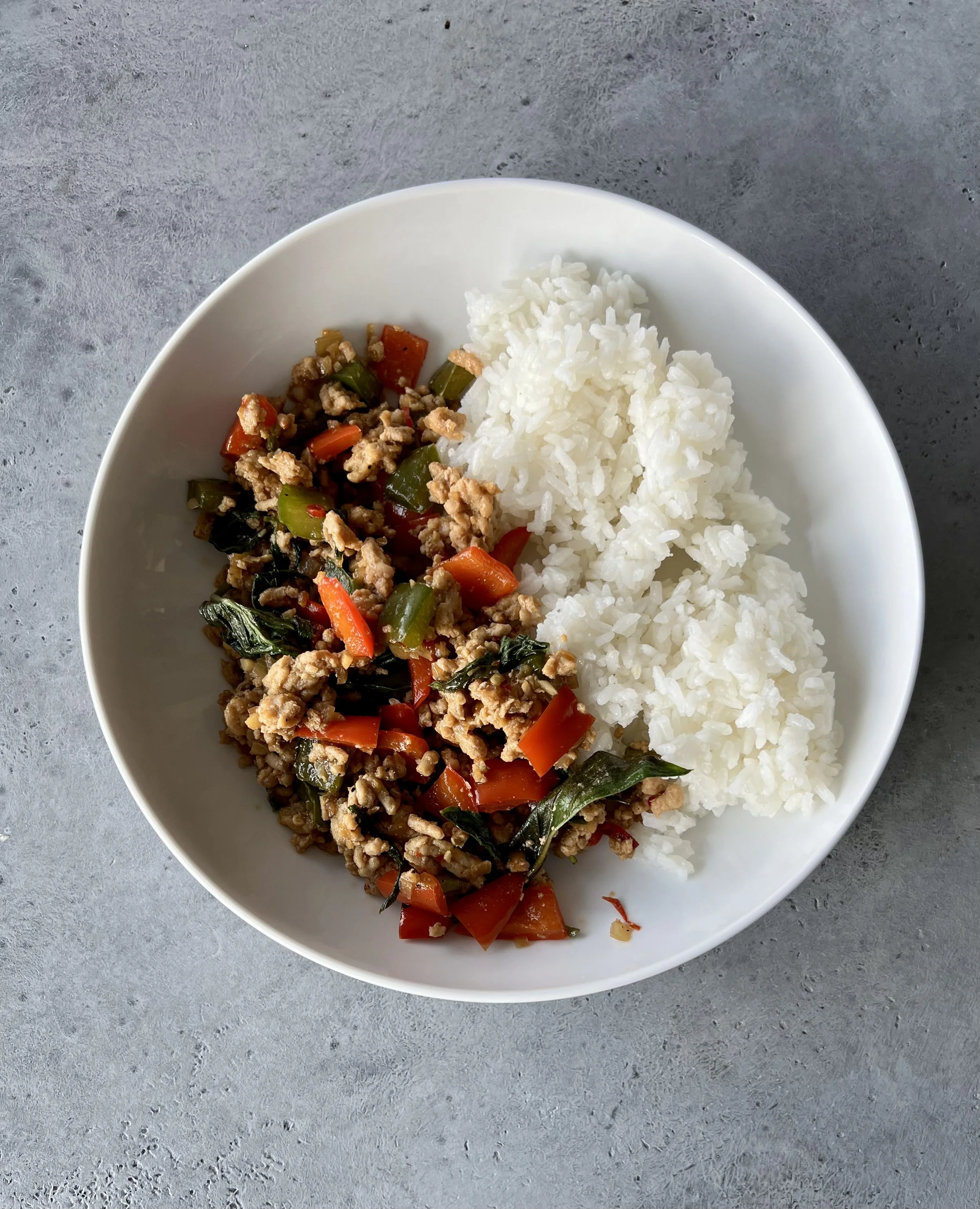 Thai Basil Chicken Stir-Fry with Bell Peppers