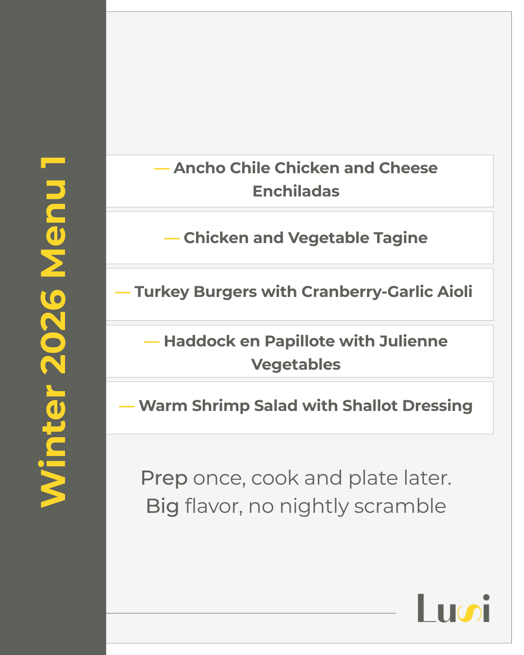 WINTER 2026 MENU ONE