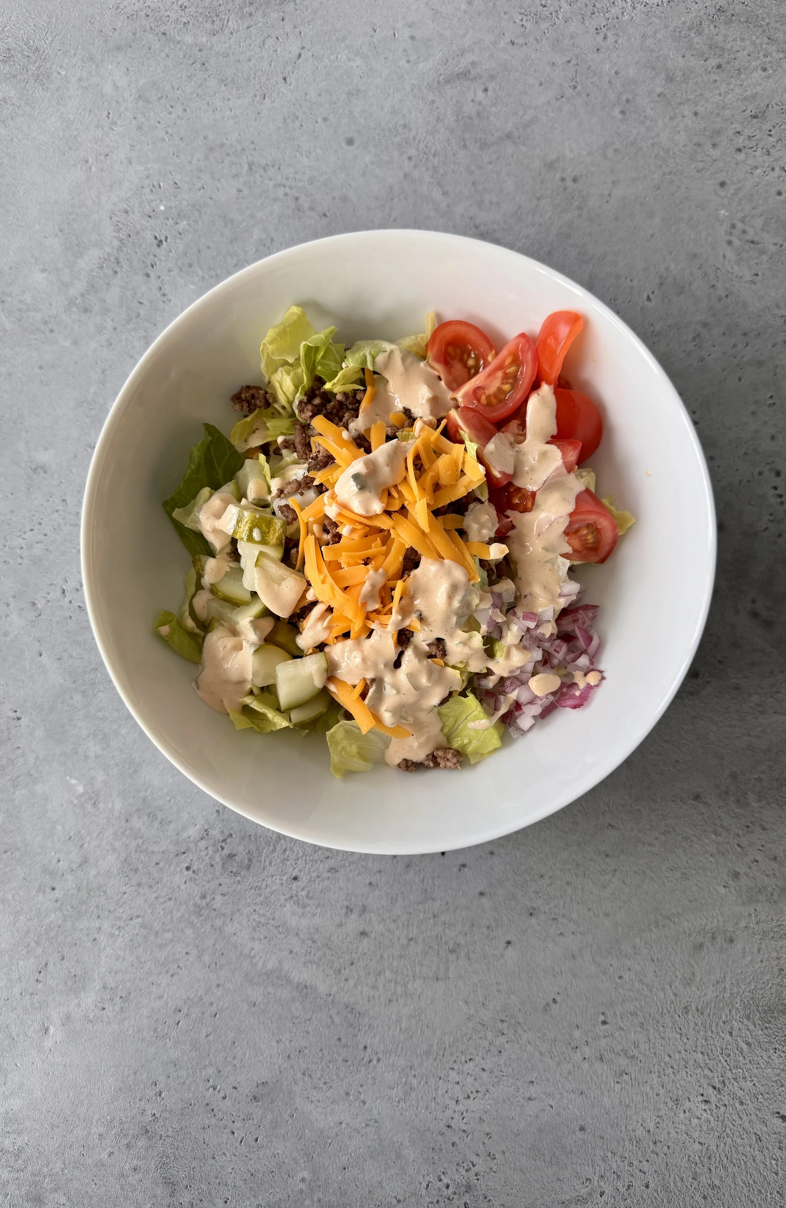 Cheeseburger Salad Bowl with Classic Burger Sauce