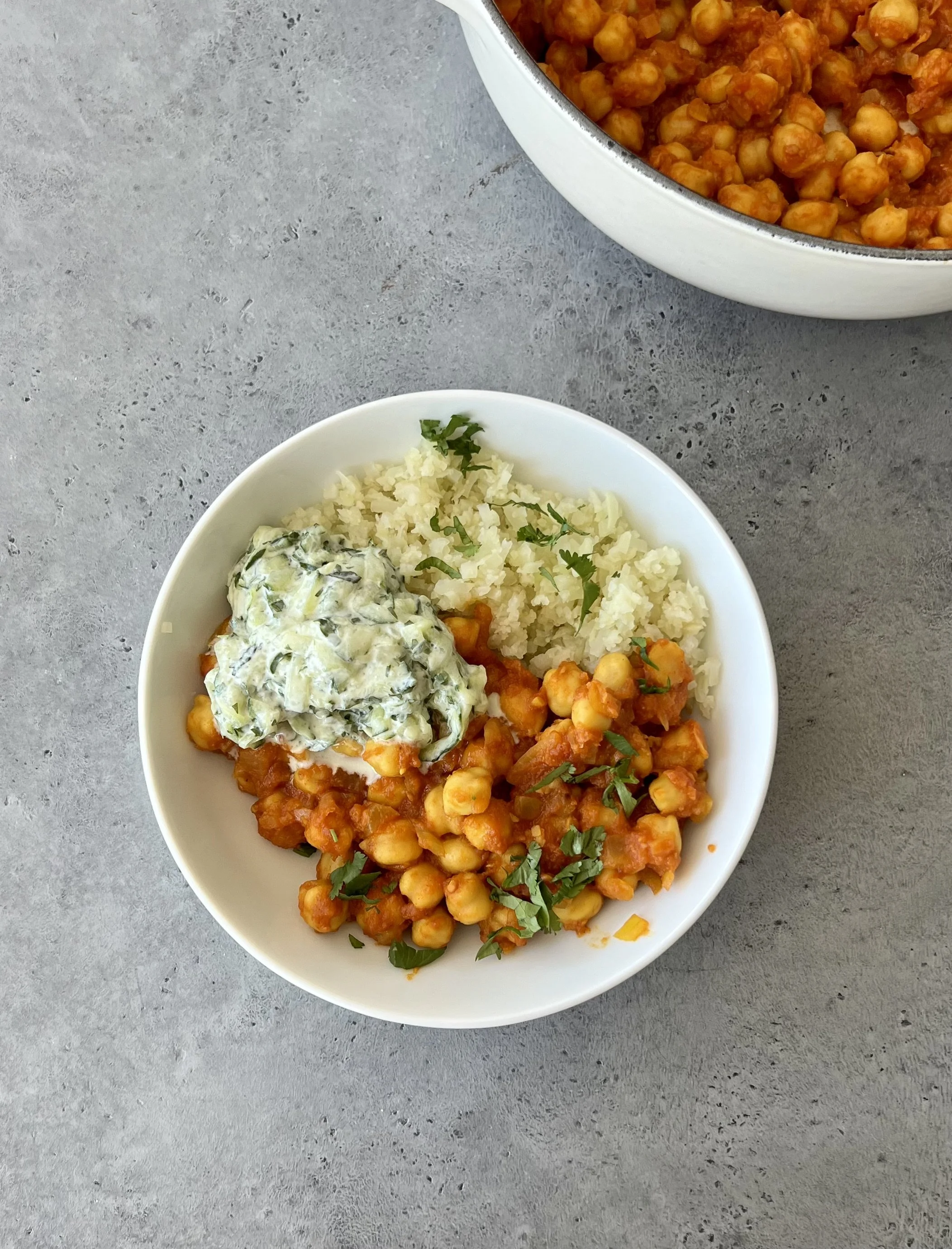 Chana Masala with Cucumber Mint Raita