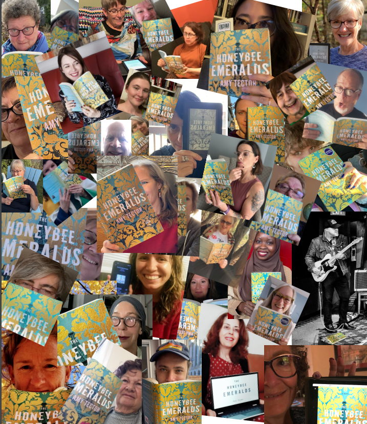 Collage of readers enjoying The Honeybee Emeralds