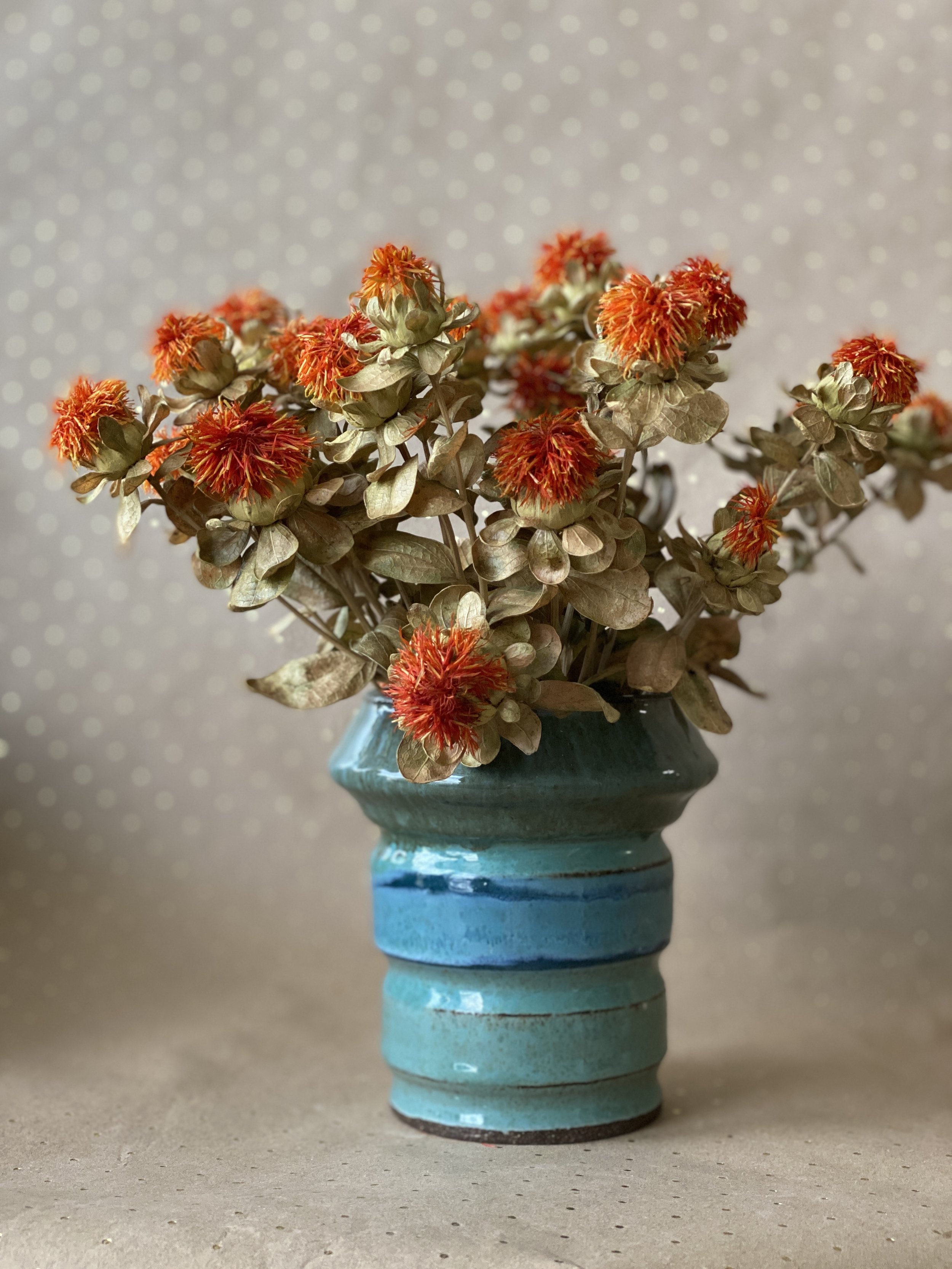Glossy blue and green vase