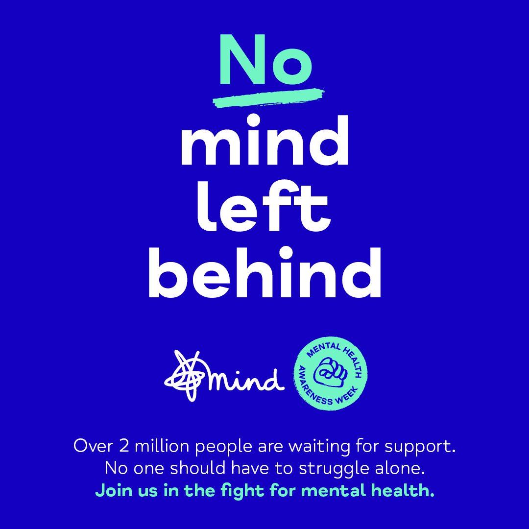 Join us in supporting Mental Health Awareness Week with @mindcharity #NoMindLeftBehind 🧠💙

Did you know that 1 in 4 of us will face a mental health challenge this year? Yet, too many struggle to get the support they deserve. Over 2 million people a