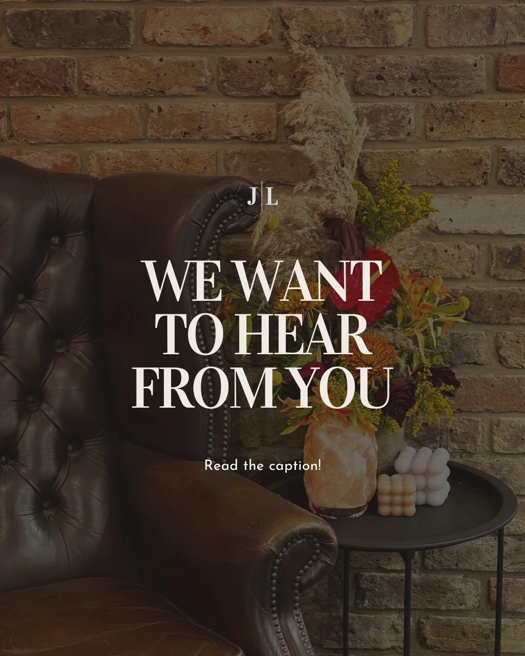 Nothing makes us happier than hearing about your experience at JL Hair &amp; Wellness ✨ Whether it&rsquo;s about one of our stylists, your fresh new look, or just how you feel when you walk through our doors - we&rsquo;d love to know! 🥰

Drop us a l