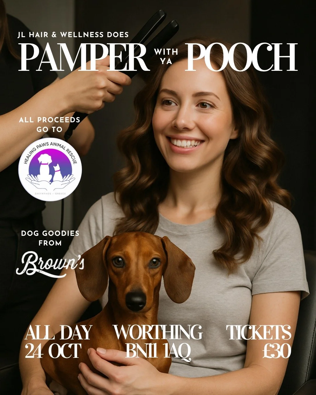 💆&zwj;♀️ Pamper With Ya Pooch @ JL Hair &amp; Wellness, Friday 24th October 🐶

We&rsquo;re so excited to be hosting a special charity event in support of @healingpawsanimalrescue to help raise funds for their much-needed Happy Bus (the lifeline tha