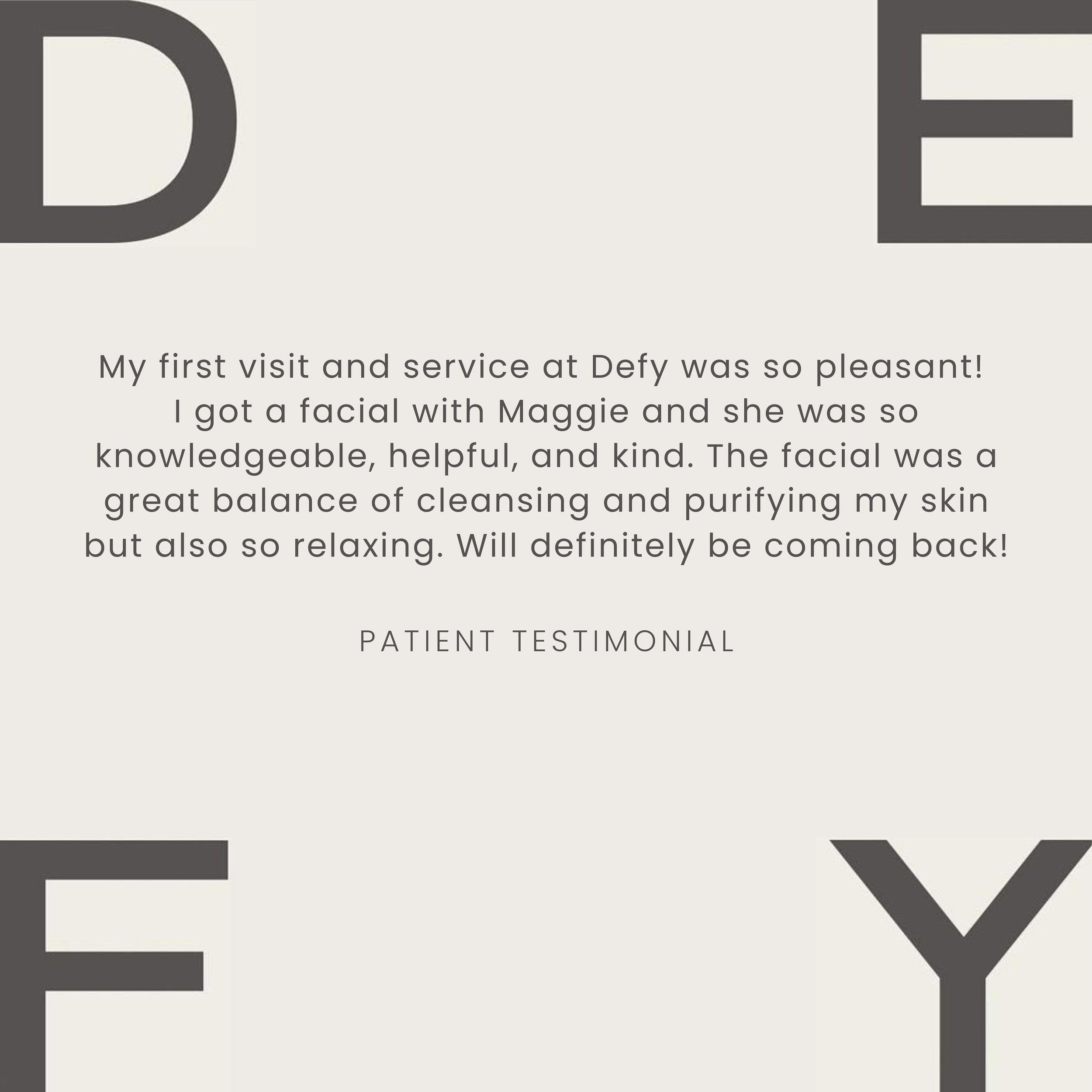 First impressions matter when it comes to a medspa, and we take that very seriously. 🤍

New to Defy? We&rsquo;d love to see you in our downtown Bethesda office soon!