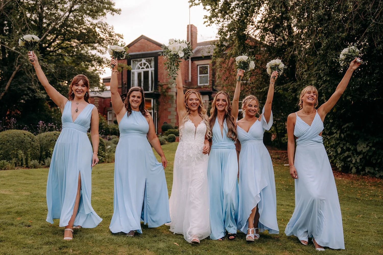 Wedding party outside Ashfield House