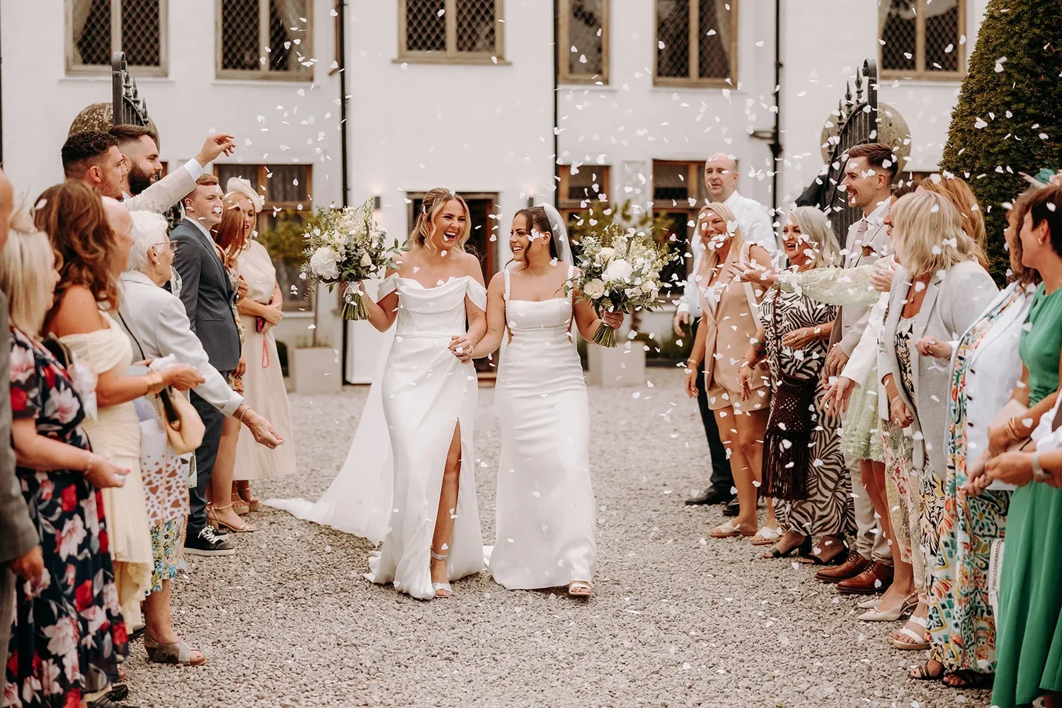 Wedding guests celebrating at The River Barn near Poulton-le-Fylde