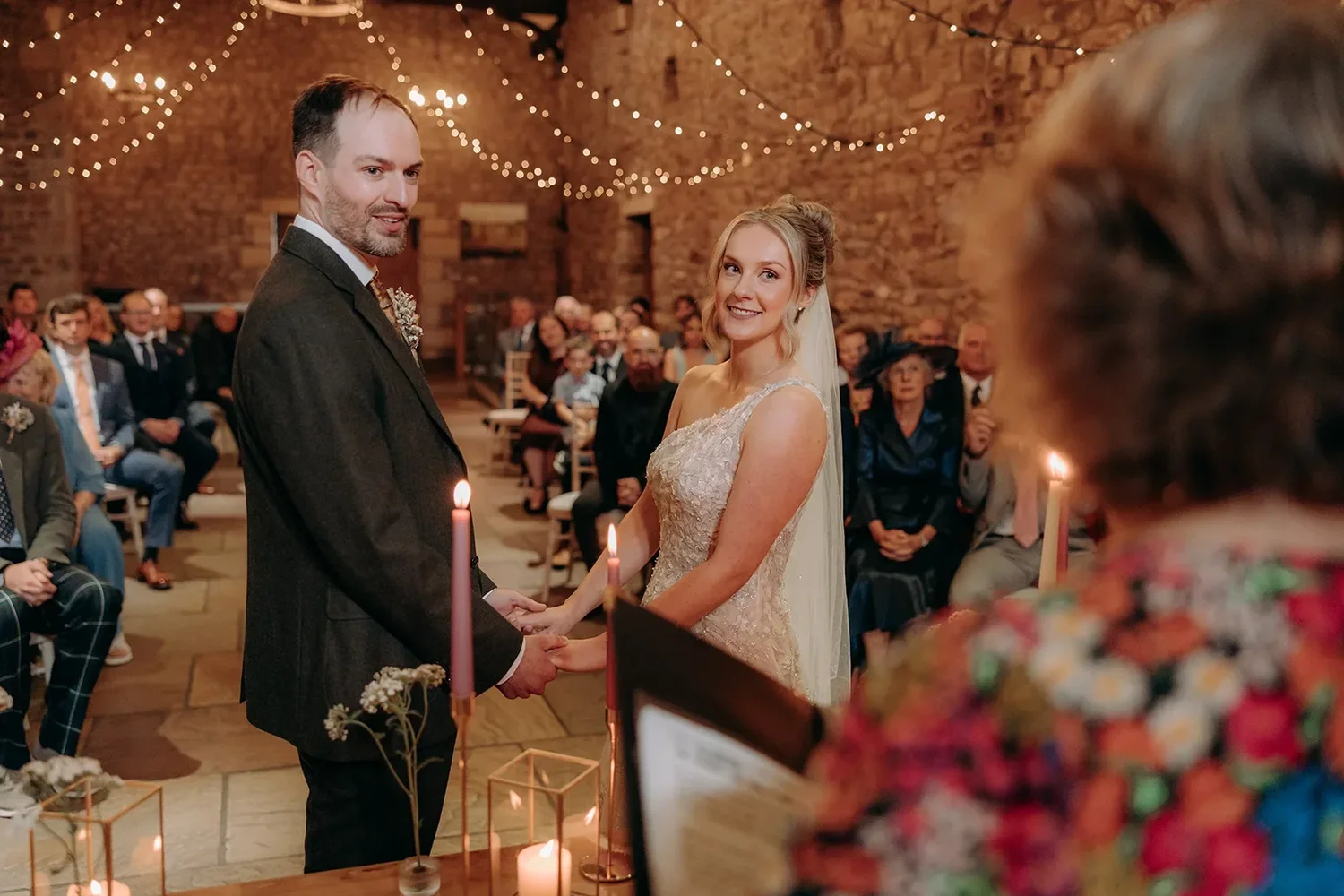 Candid Tithe Barn wedding photograph