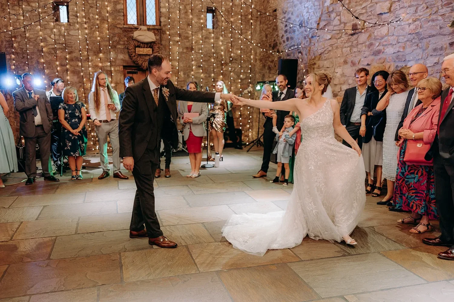 Wedding reception at Browsholme Tithe Barn