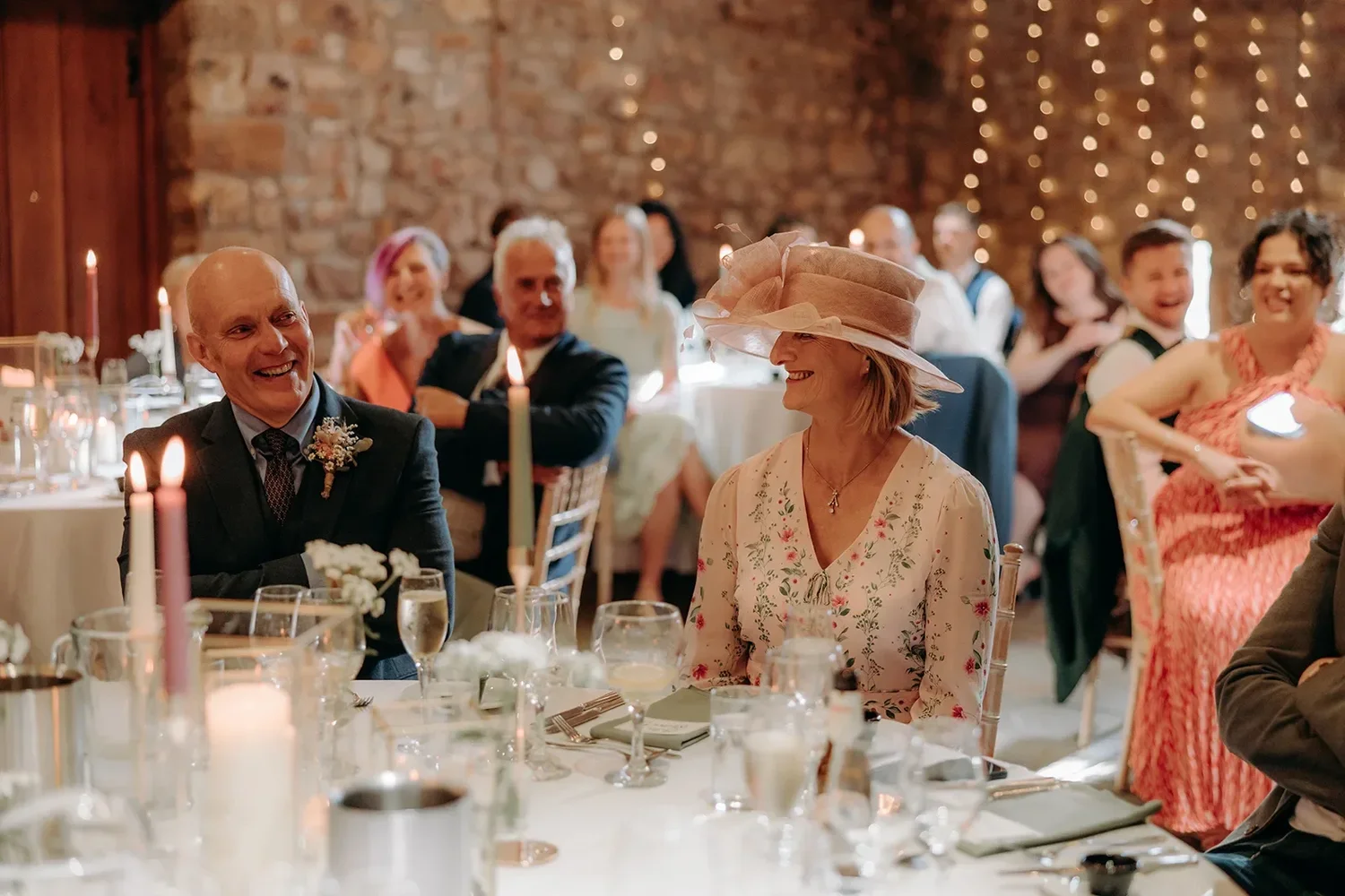 Evening wedding celebration at Browsholme Hall