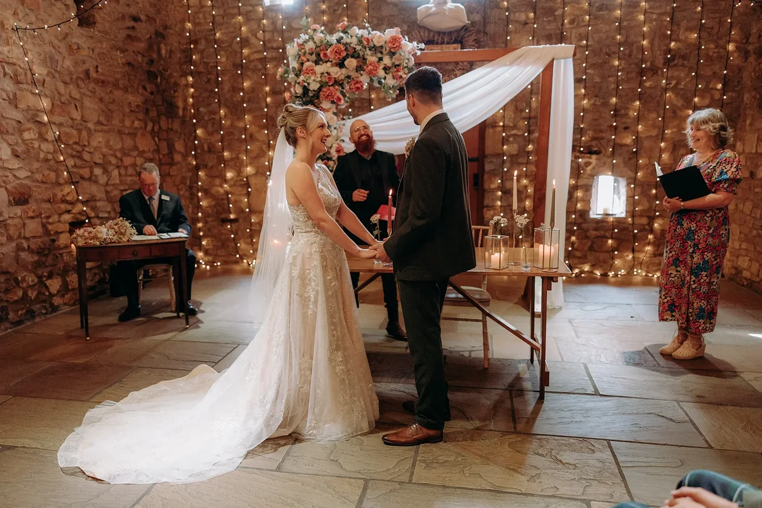 Pip and James's Tithe Barn wedding party