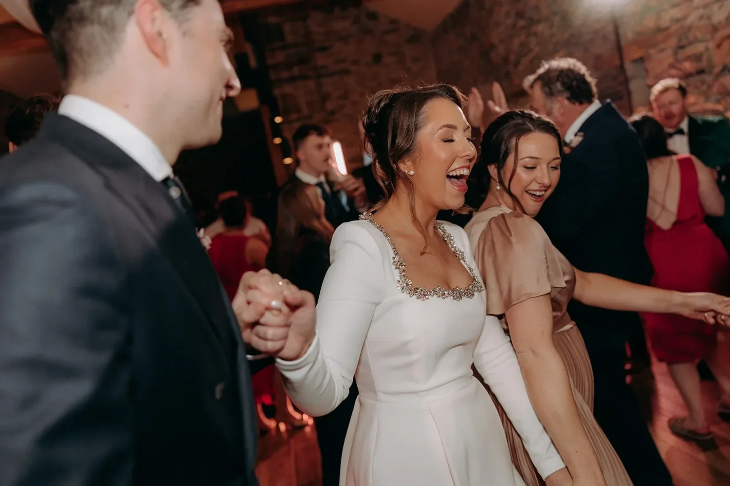 Wedding guest moment at Town Head Estate