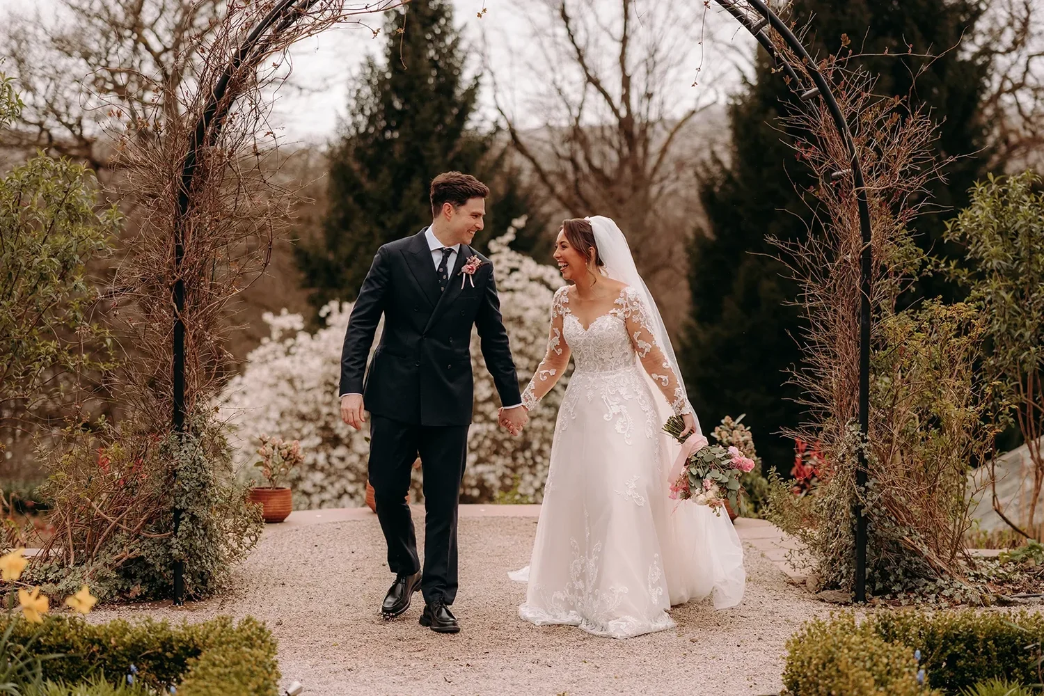 Hannah and Mike enjoying their Lake District wedding