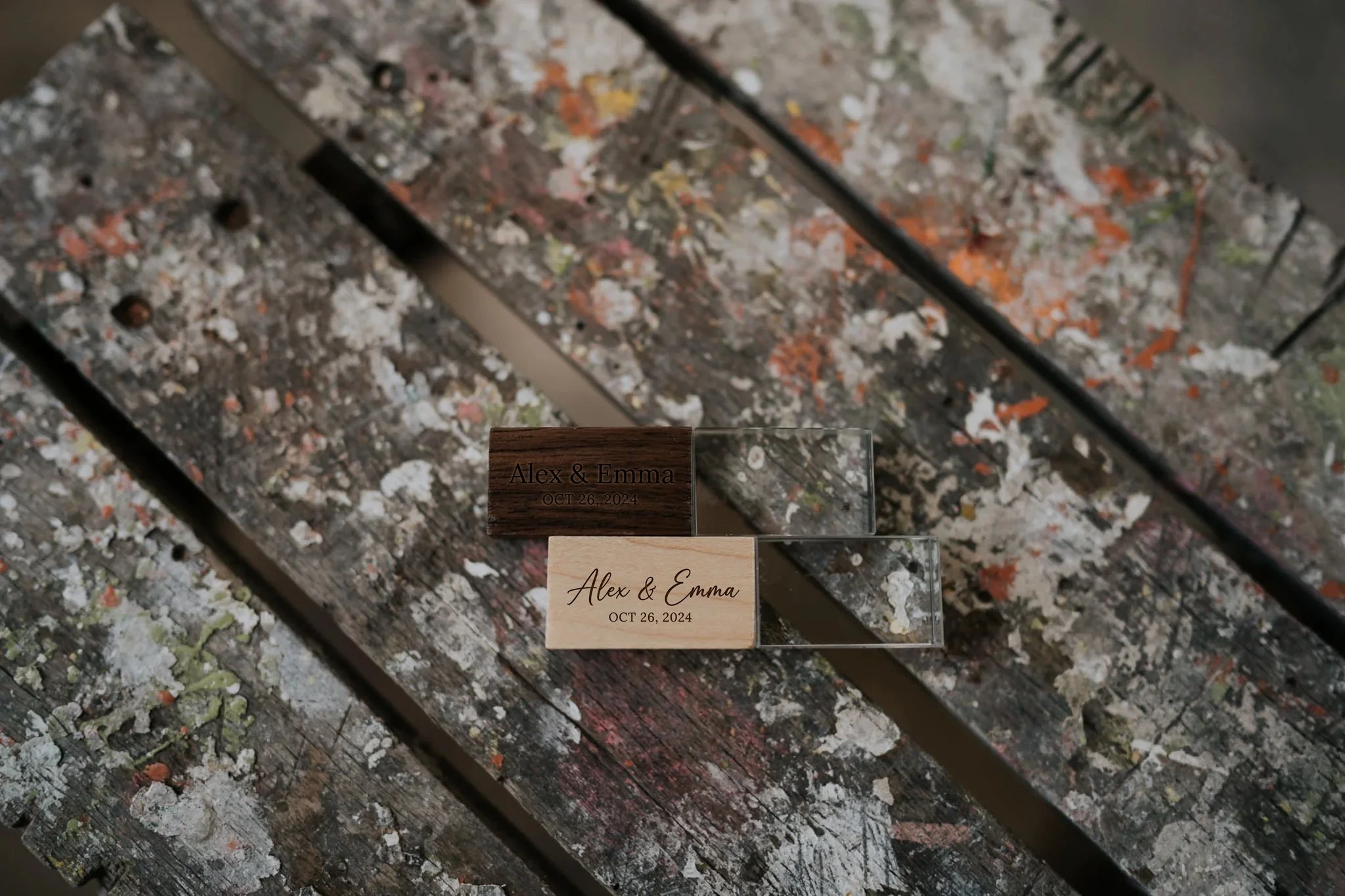 4 Pack of Engraved Crystal + Wood USB's