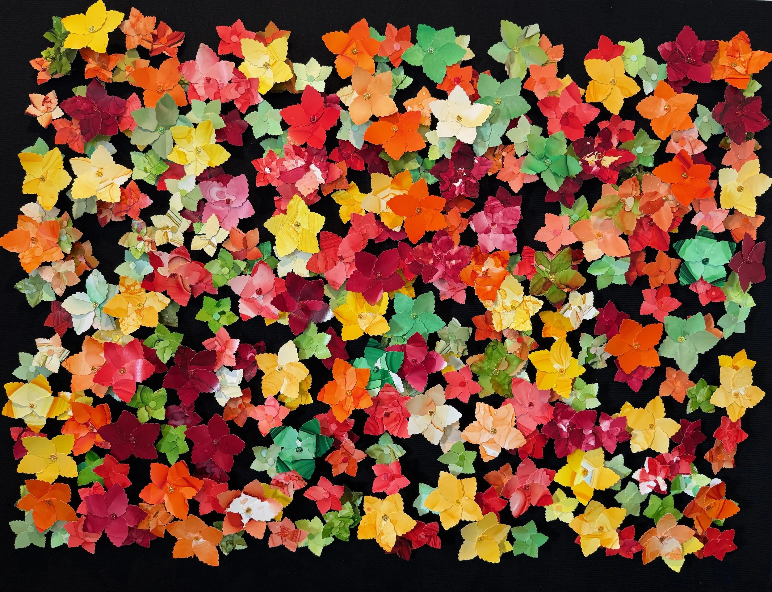 “Where Serenity Lingers”, harkens back the artist’s experience with the rare “super bloom” phenomena that periodically takes place in the California springtime. The overwhelmingly sense of serenity the artist experienced when viewing and walking the 