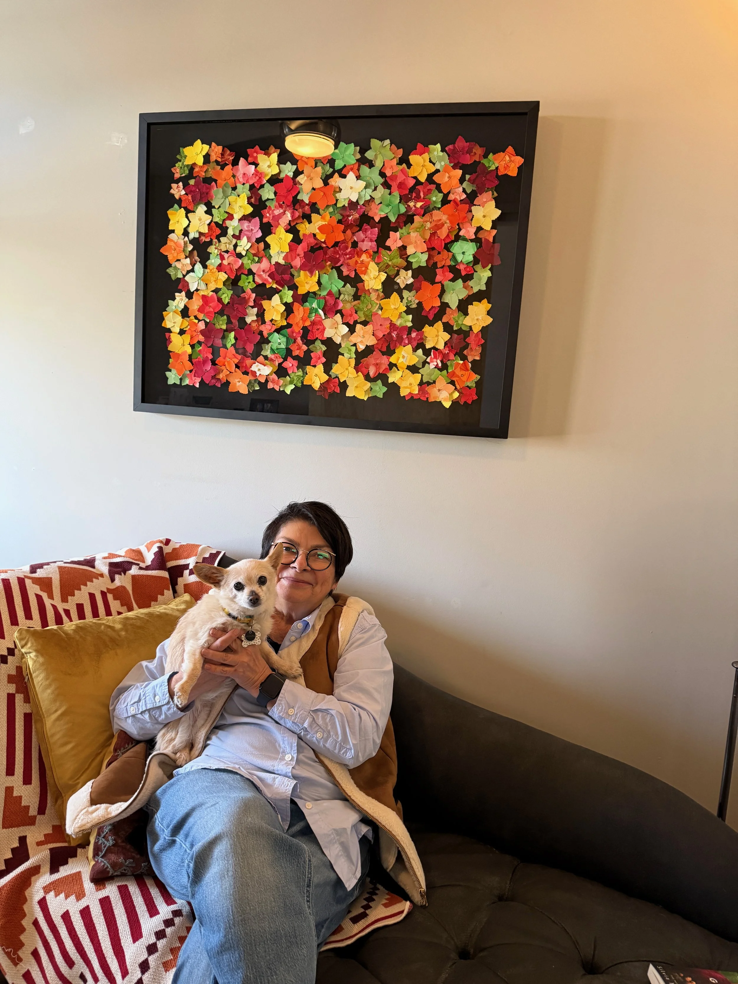 “Where Serenity Lingers”, harkens back the artist’s experience with the rare “super bloom” phenomena that periodically takes place in the California springtime. 