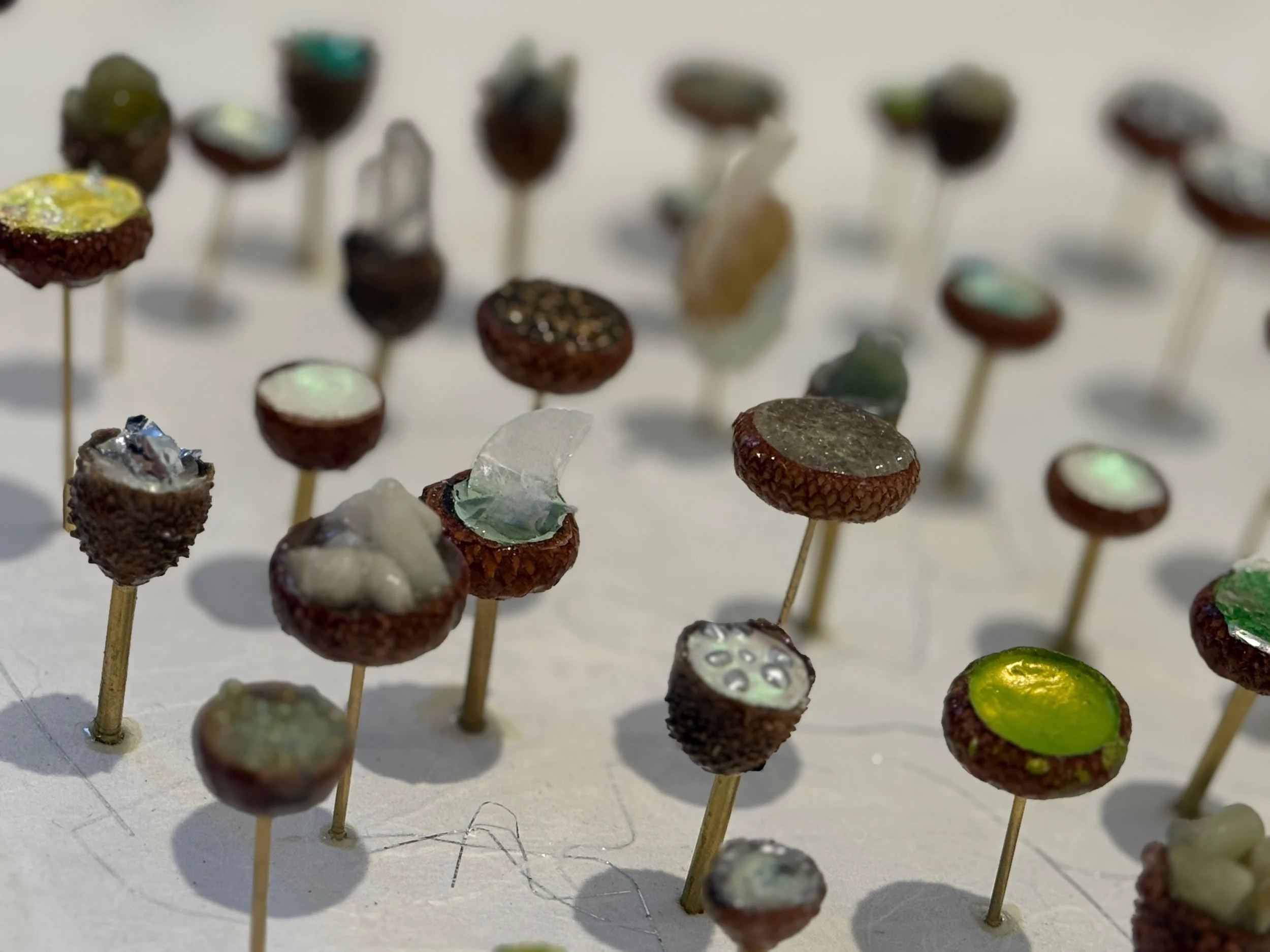 Side view of "Treasures in the Fairies Canopy". Quartz, jade, mica are just a few treasures tucked away for safe keeping.