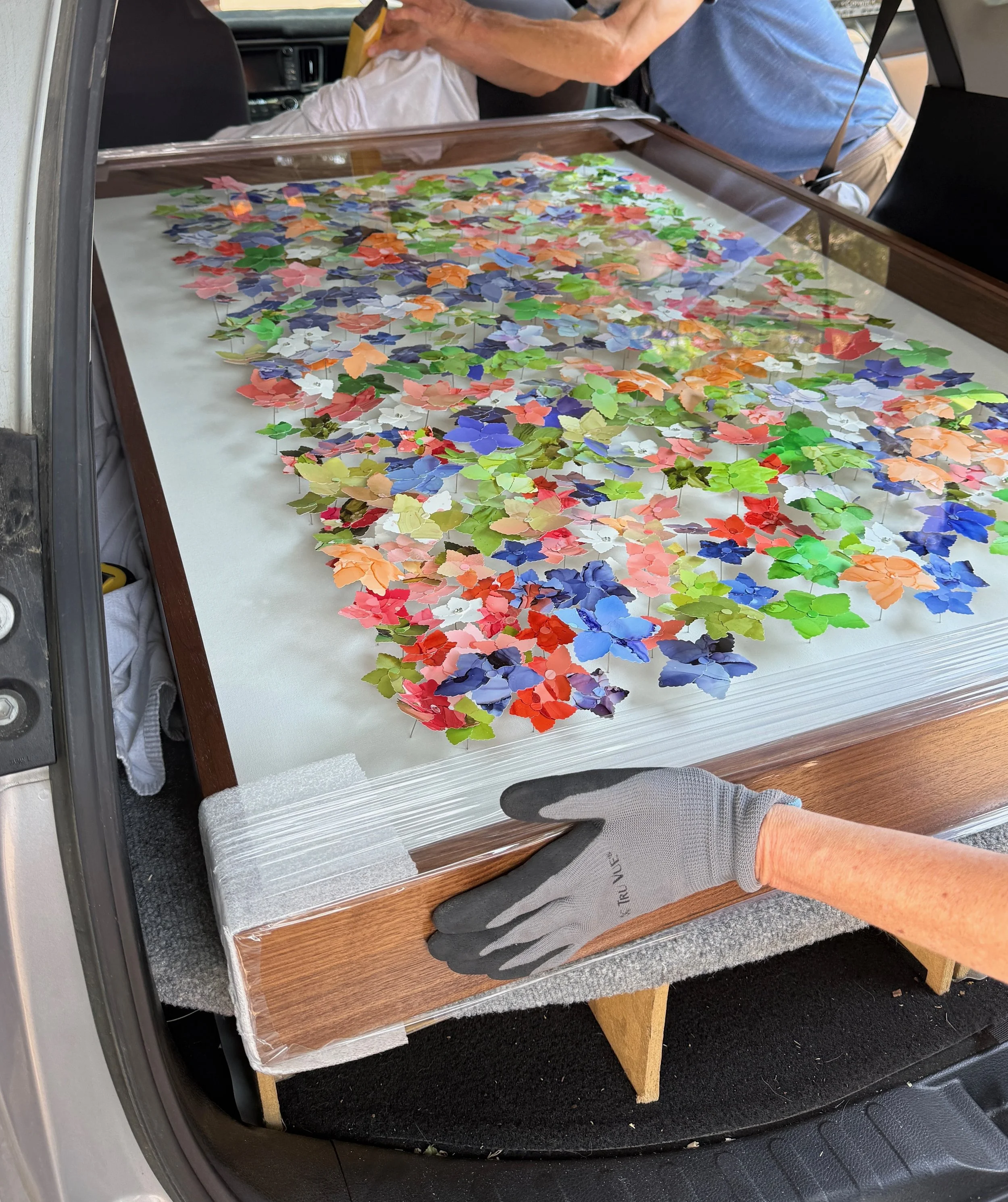 This commission is one of my largest works to date (2025). Headed to the collector's home, It measure 60" x 40" x 4.5" in a custom sold walnut frame.