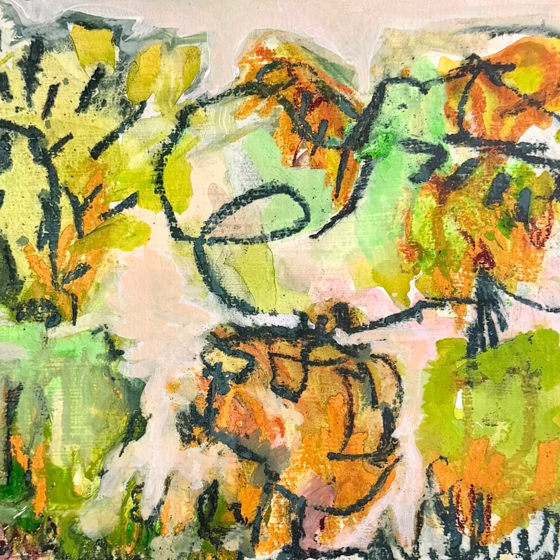 Happy Trees II
 7.75 x 9.5 - Acrylic and Pastel