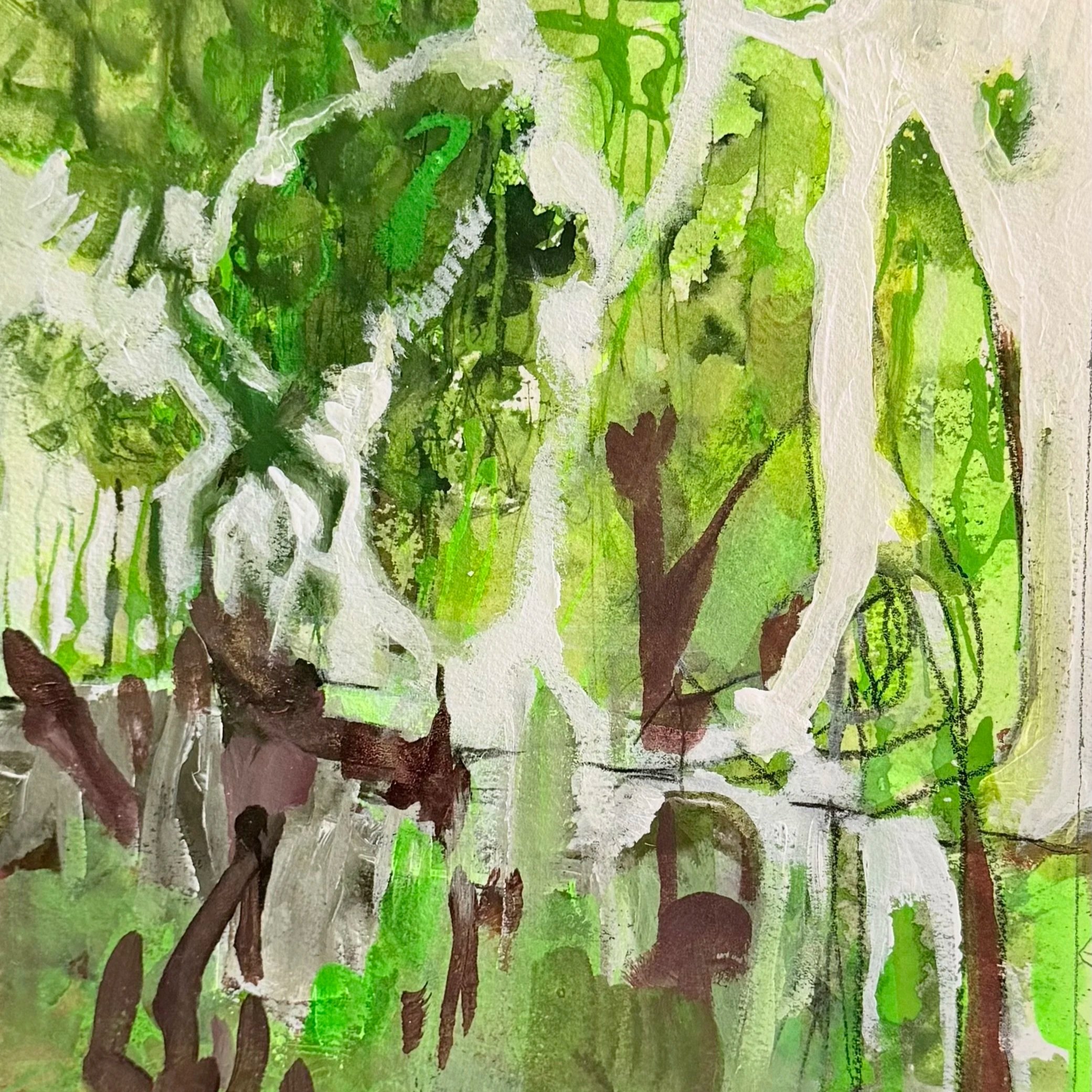 Trees By The Stream
 10 x 8 - Acrylic and Ink