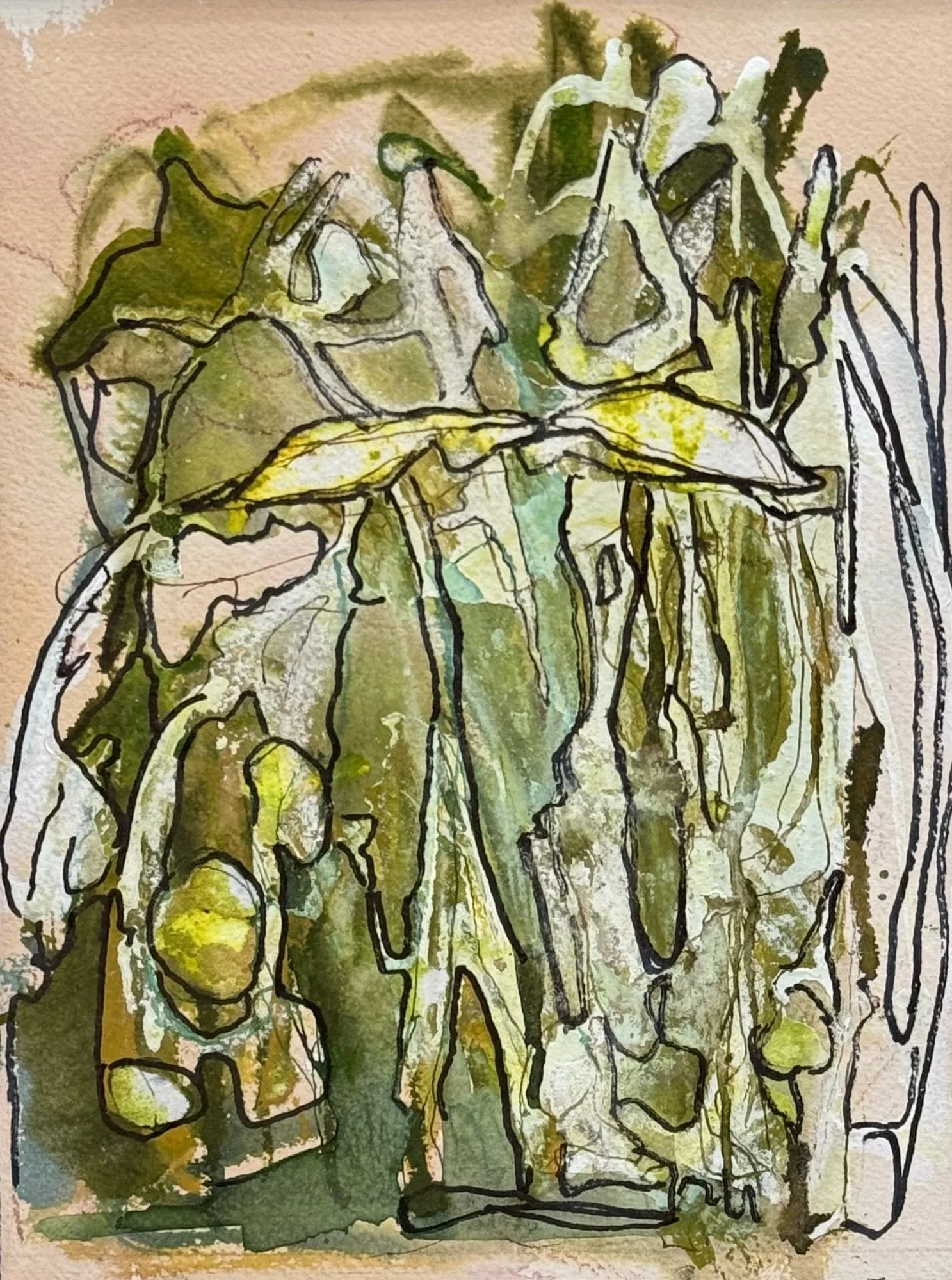 Mushroom Garden
 9 x 6.75 - Acrylic and Ink
