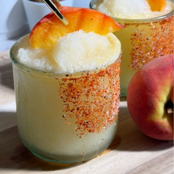 Peach Season: Frozen Peach Margarita Mocktail