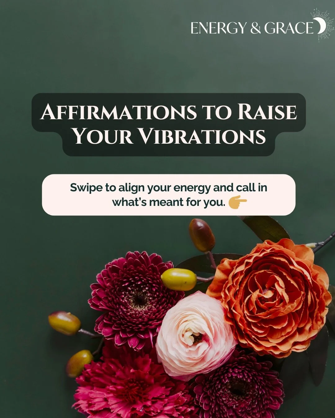Happy Wednesday! Sending 💕 and inspiration your way today 🙌🏻✨

✨ Energy &amp; Grace Affirmations ✨
Confidence, new beginnings, self-love, and high vibes only.
Swipe through and repeat these out loud to align your energy, call in abundance, and rem