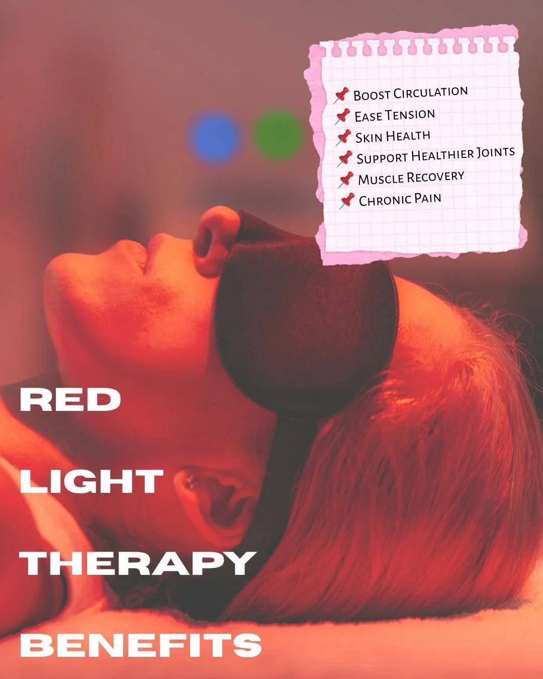 A Red light panel is included in a quantum healing session! It provides a high dose of light-powered recovery. 

BioHeal&trade; delivers targeted red and near-infrared wavelengths to:

📌 Boost Circulation
📌 Ease Tension
📌 Skin Health
📌 Support He