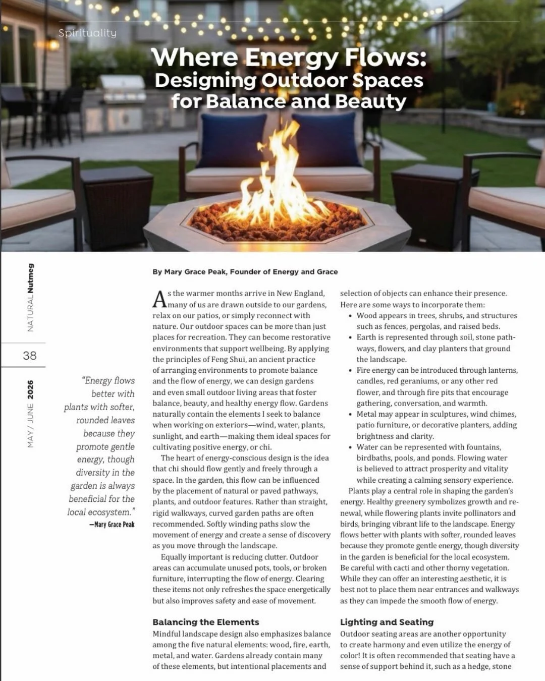 Summer is coming in hot 🥵 🔥 My latest in @naturalnutmegmagazine will help you arrange and activate your backyard for optimal energy flow ✨✨✨