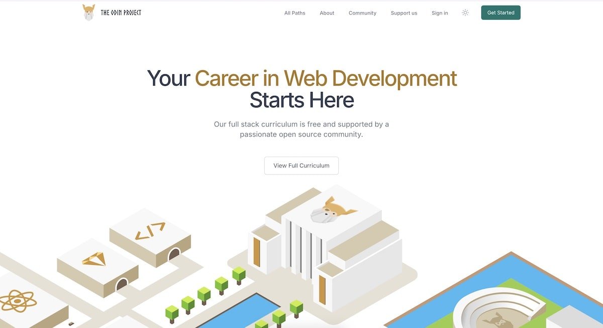 screenshot of the Odin Project homepage