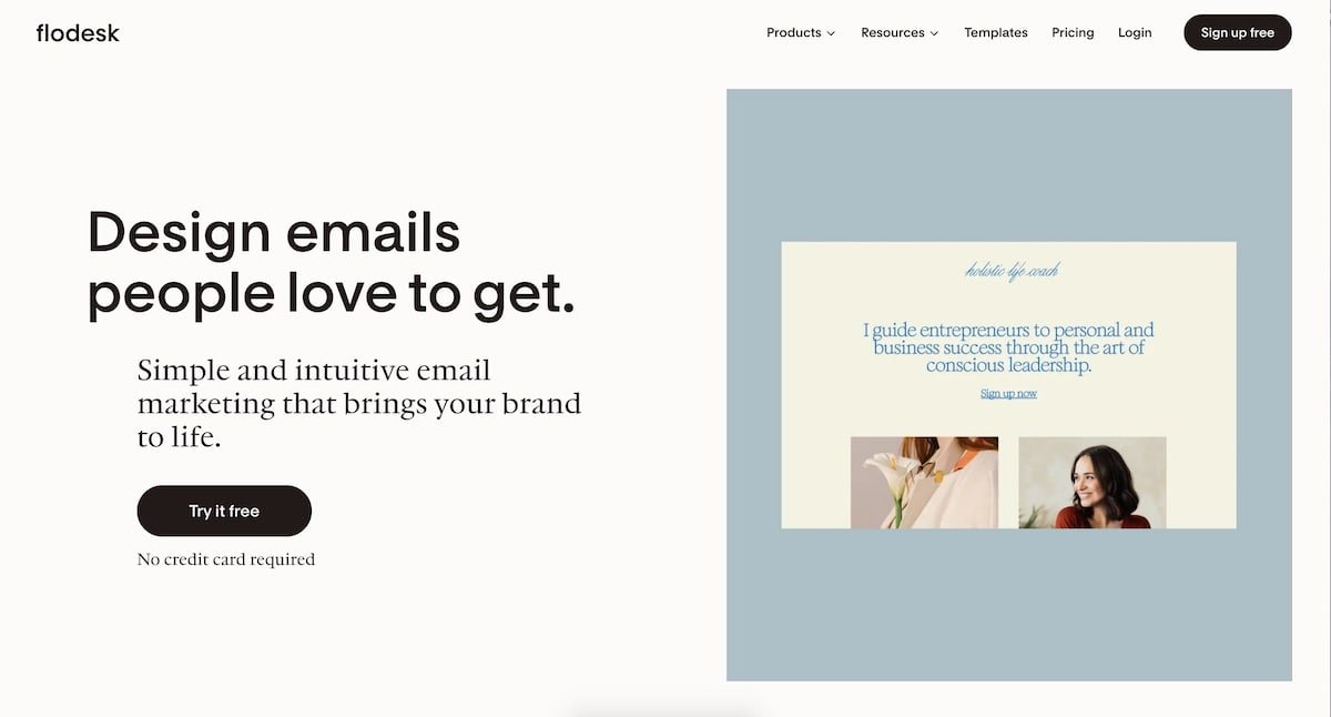 screenshot of the flodesk website