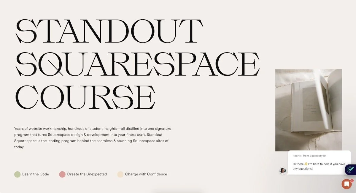 collage of the standout squarespace page