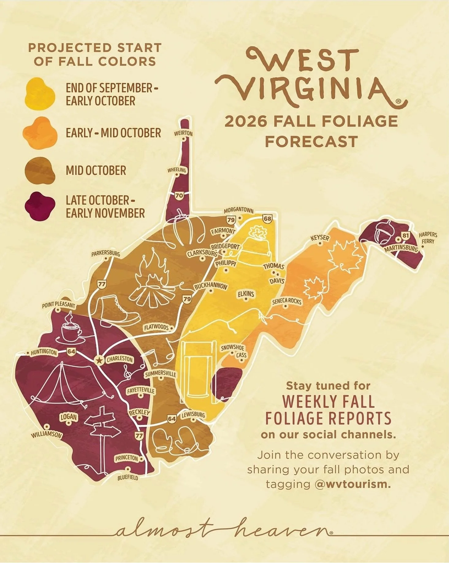 Fall colors are on their way! Time to start planning your trip to experience those colorful fall views! Thank you @wvtourism for sharing this!