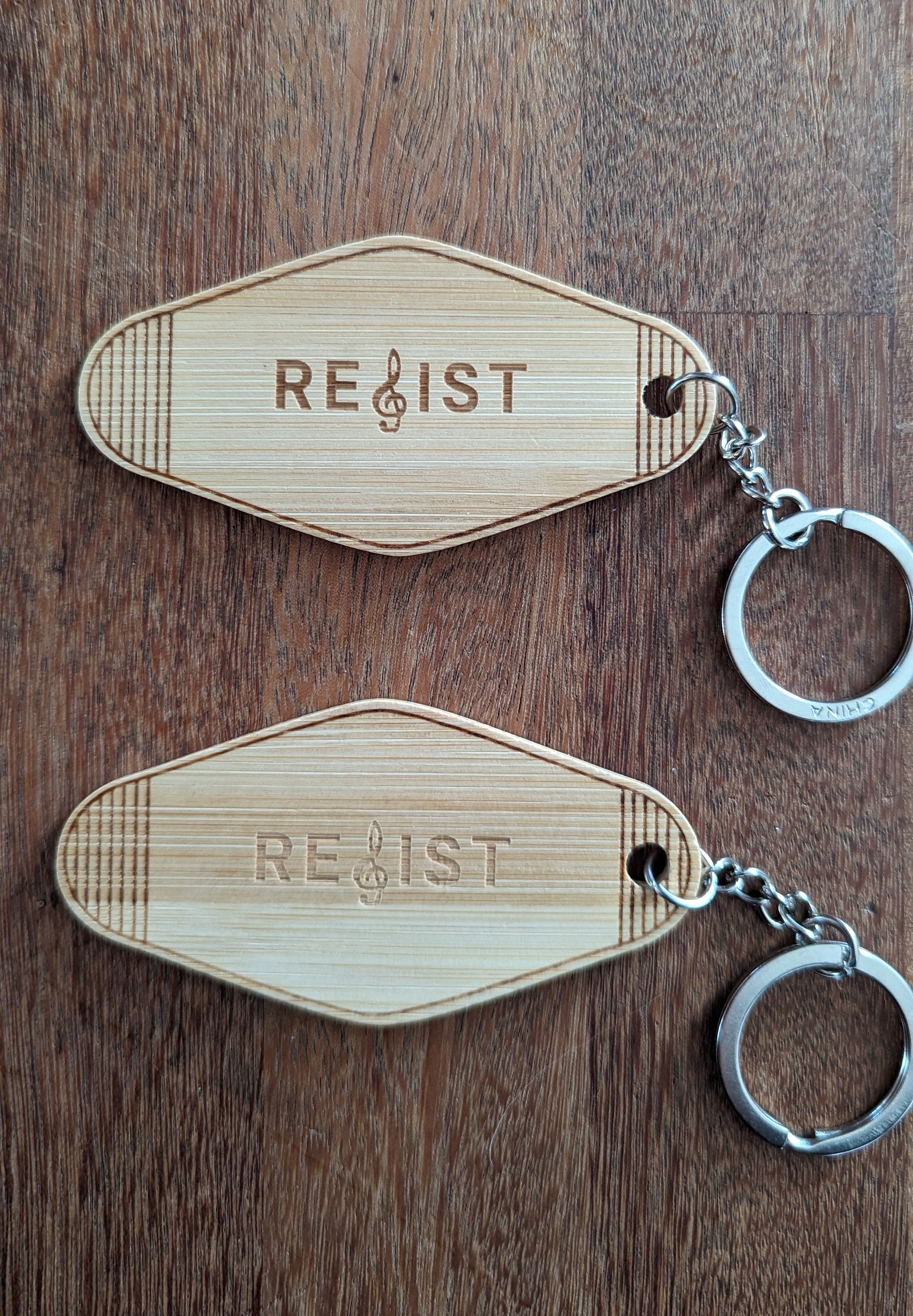 RESIST - Bamboo Keychain