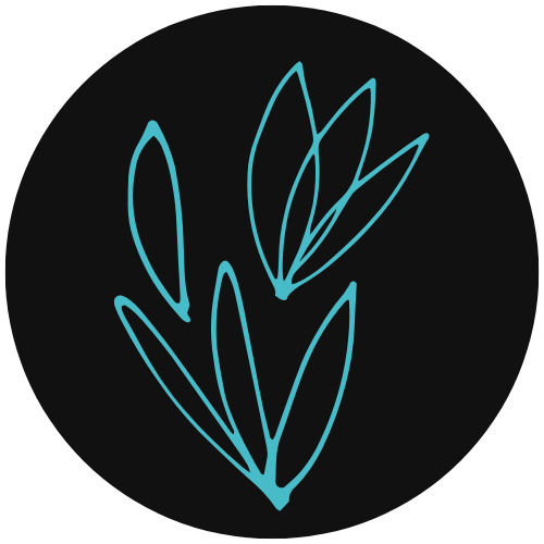 Line drawing of leaves on a black background