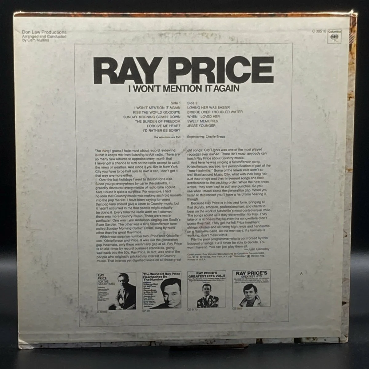 Ray Price - I Won't Mention It Again - Ominous Synths Records