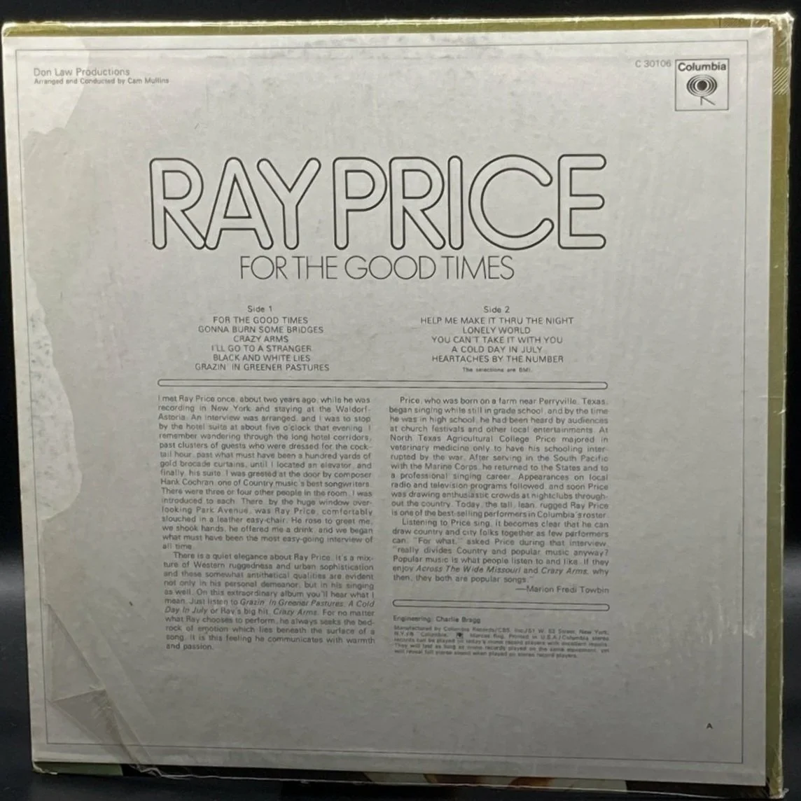 Ray Price - For The Good Times - Ominous Synths Records