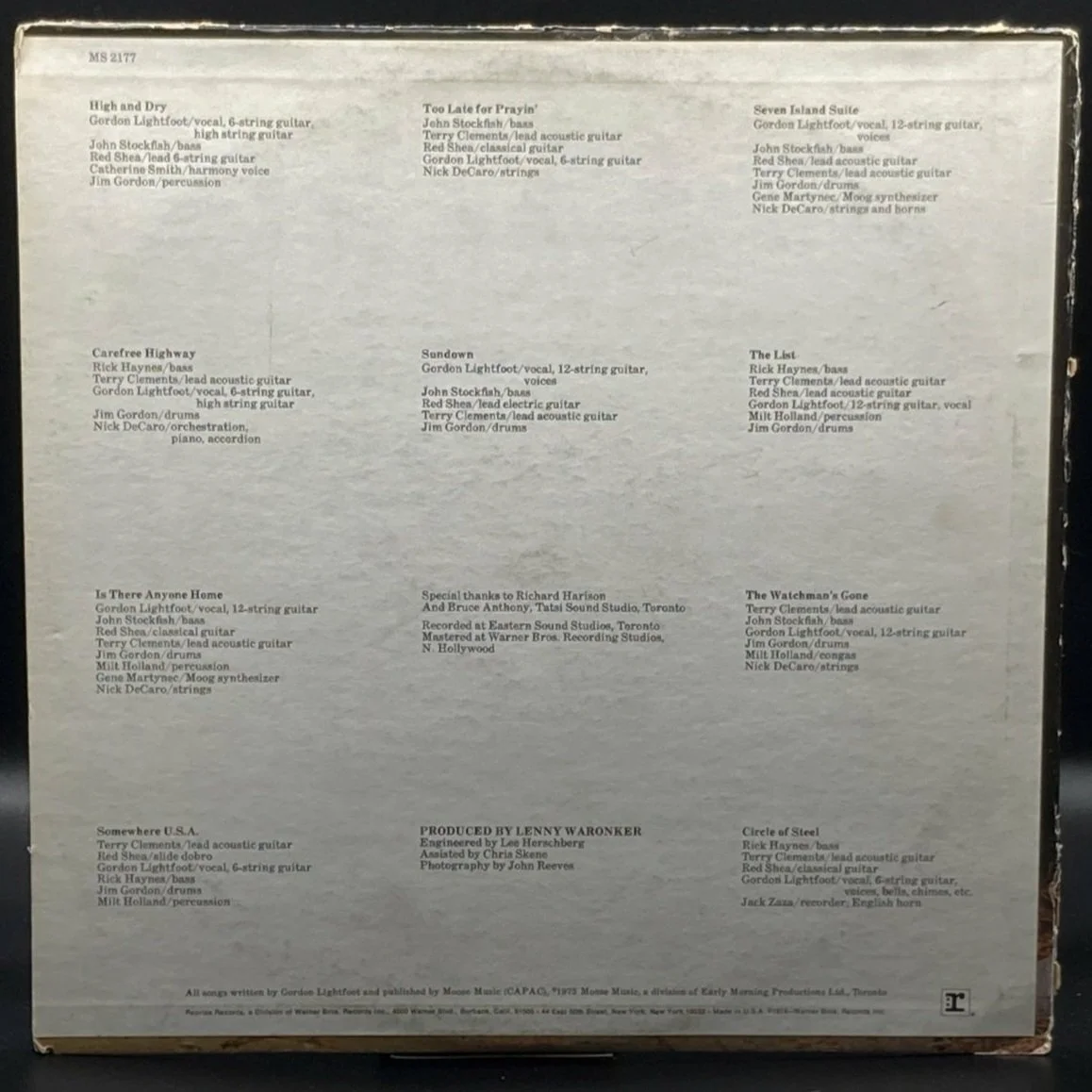 Gordon Lightfoot - Sundown - Ominous Synths Records