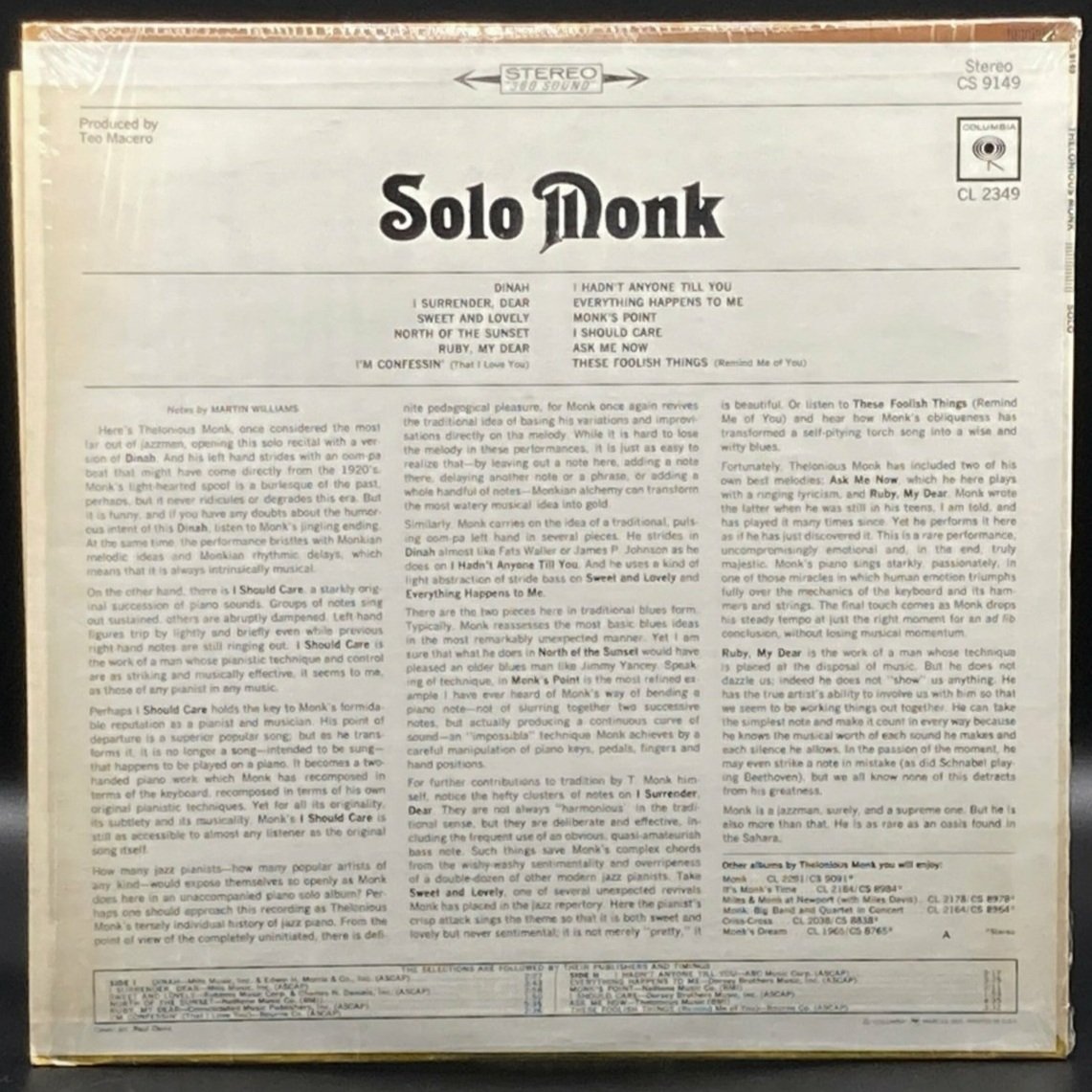 Thelonious Monk - Solo Monk - Ominous Synths Records