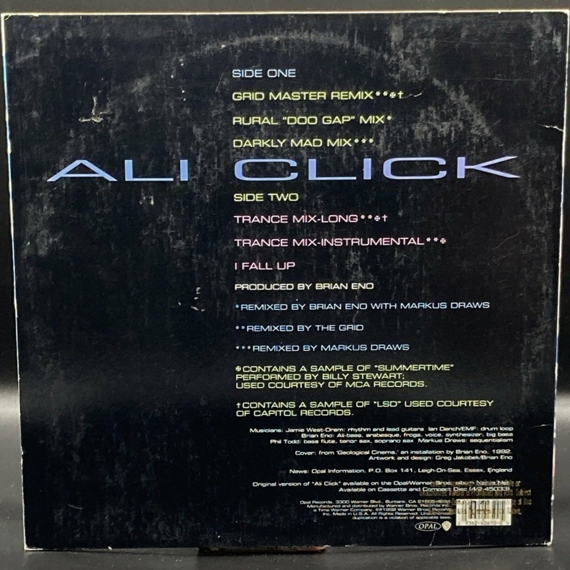 Brian Eno - Ali Click (Single) - Ominous Synths Records